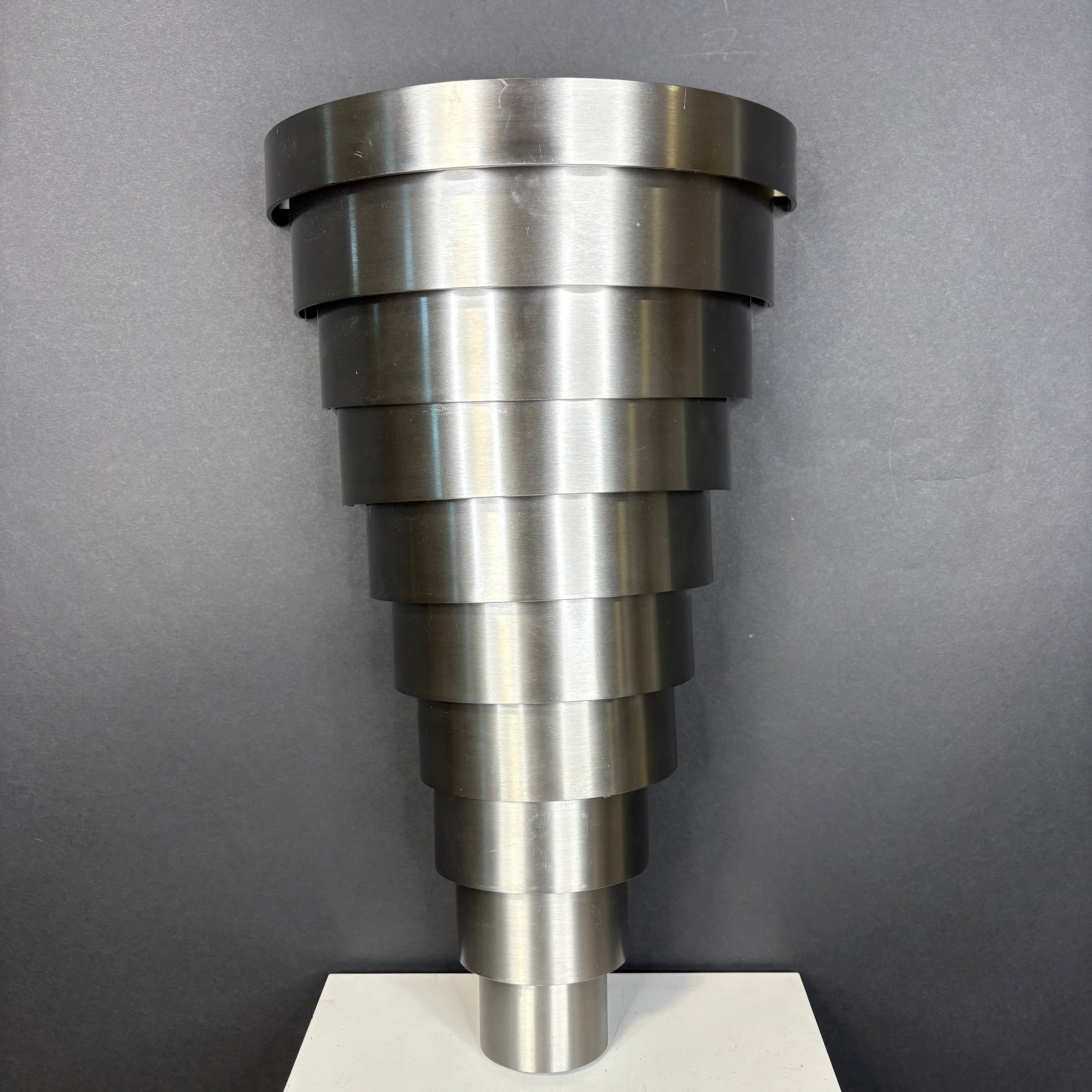 Art Deco Wired Custom 2-Light Tapered Silver Metal Wall Sconce 12”x 21”x 6”