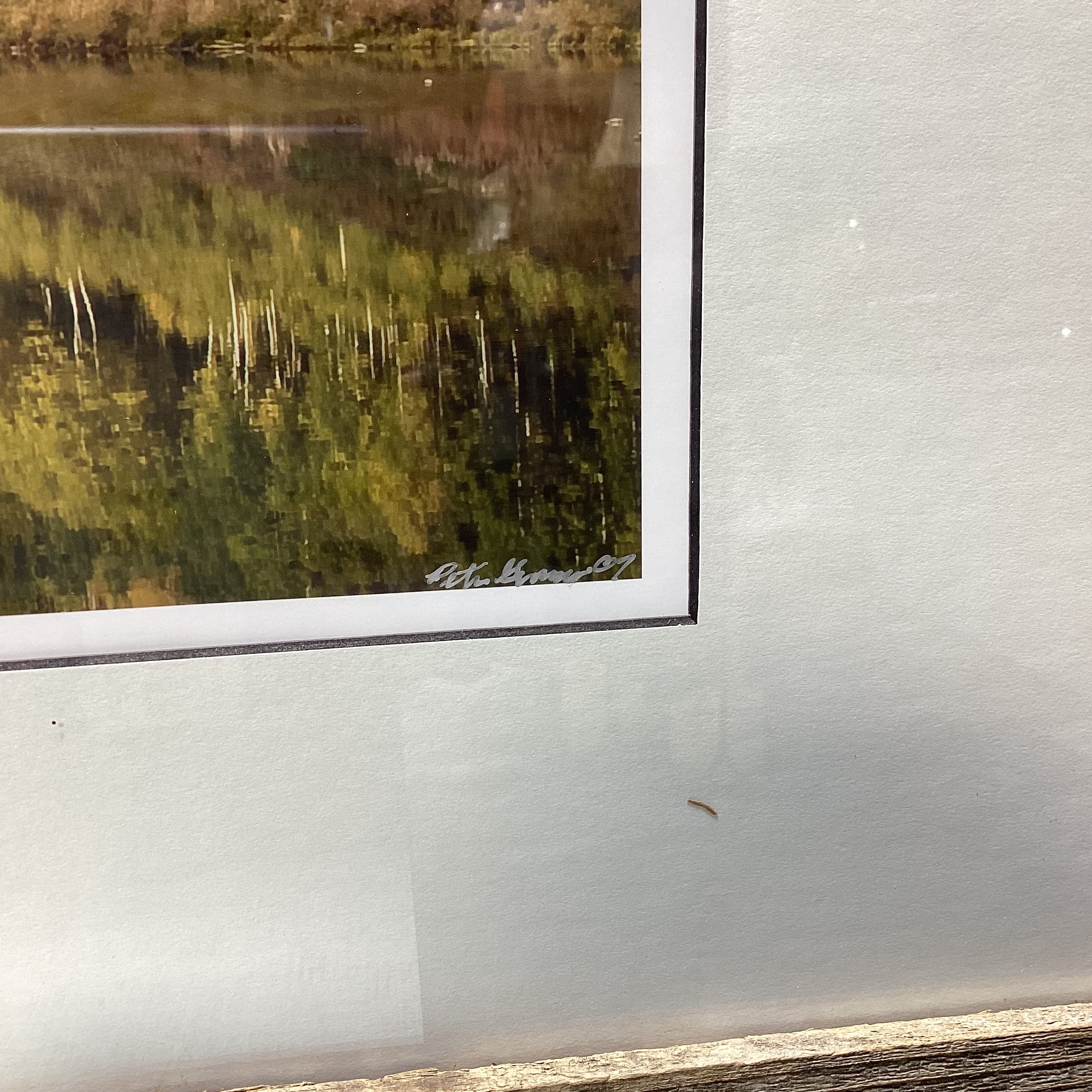 Peter Grannis Famously Well Known Signed "The Maroon Bells And Lake" Natural Rustic Wood Framed Photograph 39" x 27"