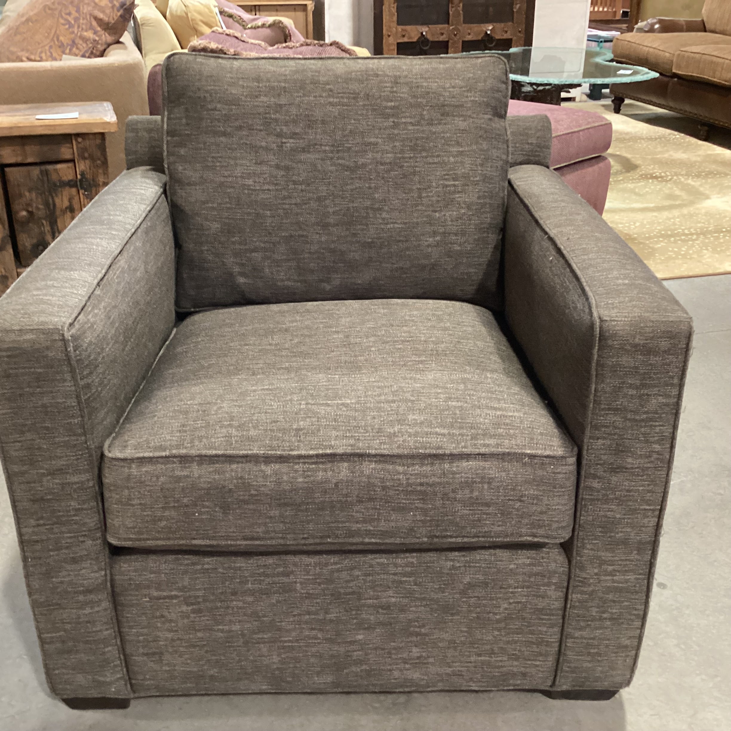Crate & Barrel Brown Woven Track Arm Chair 35"x 36"x 30"