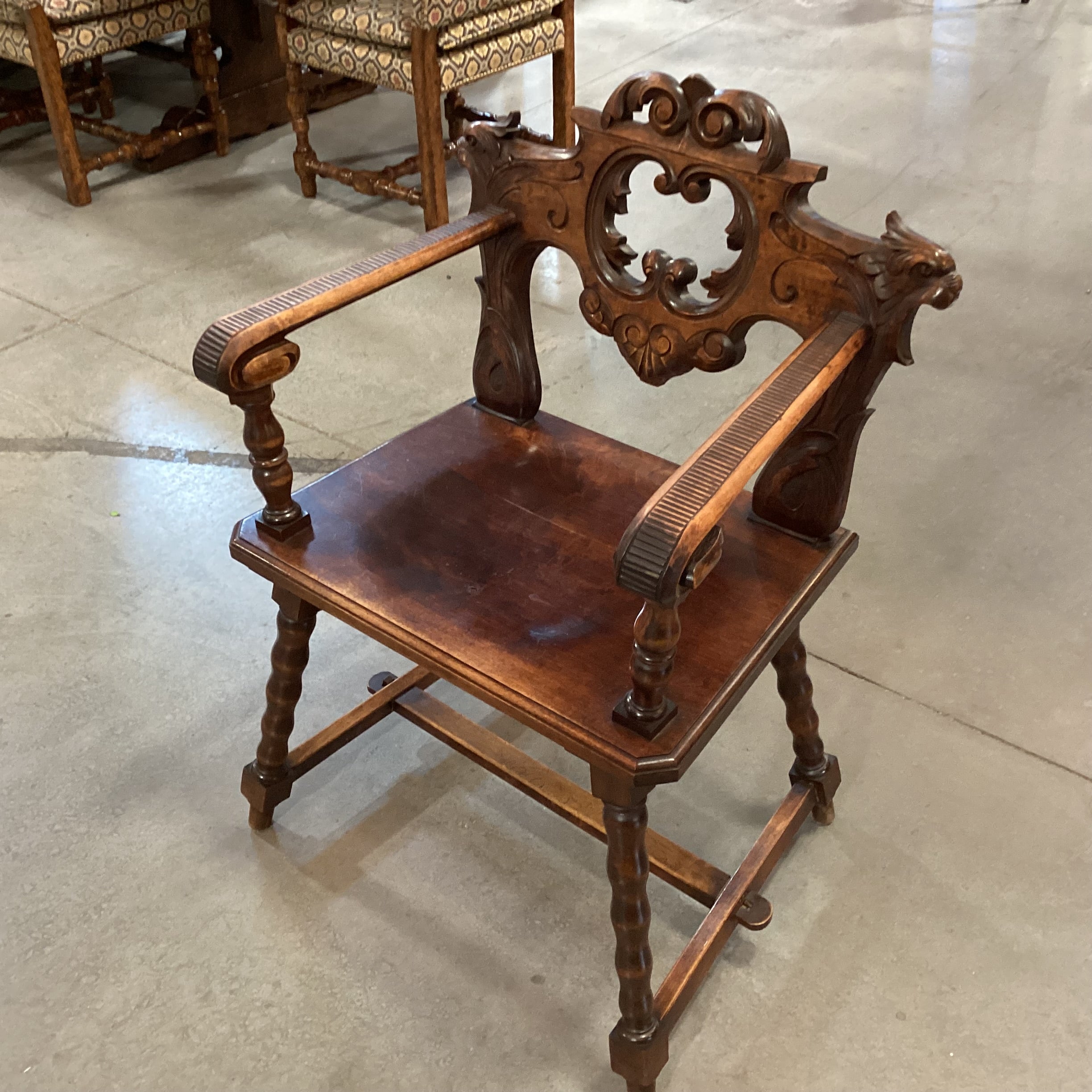 Vintage Ornate Carved Wood Chair 25"x 21"x 36"