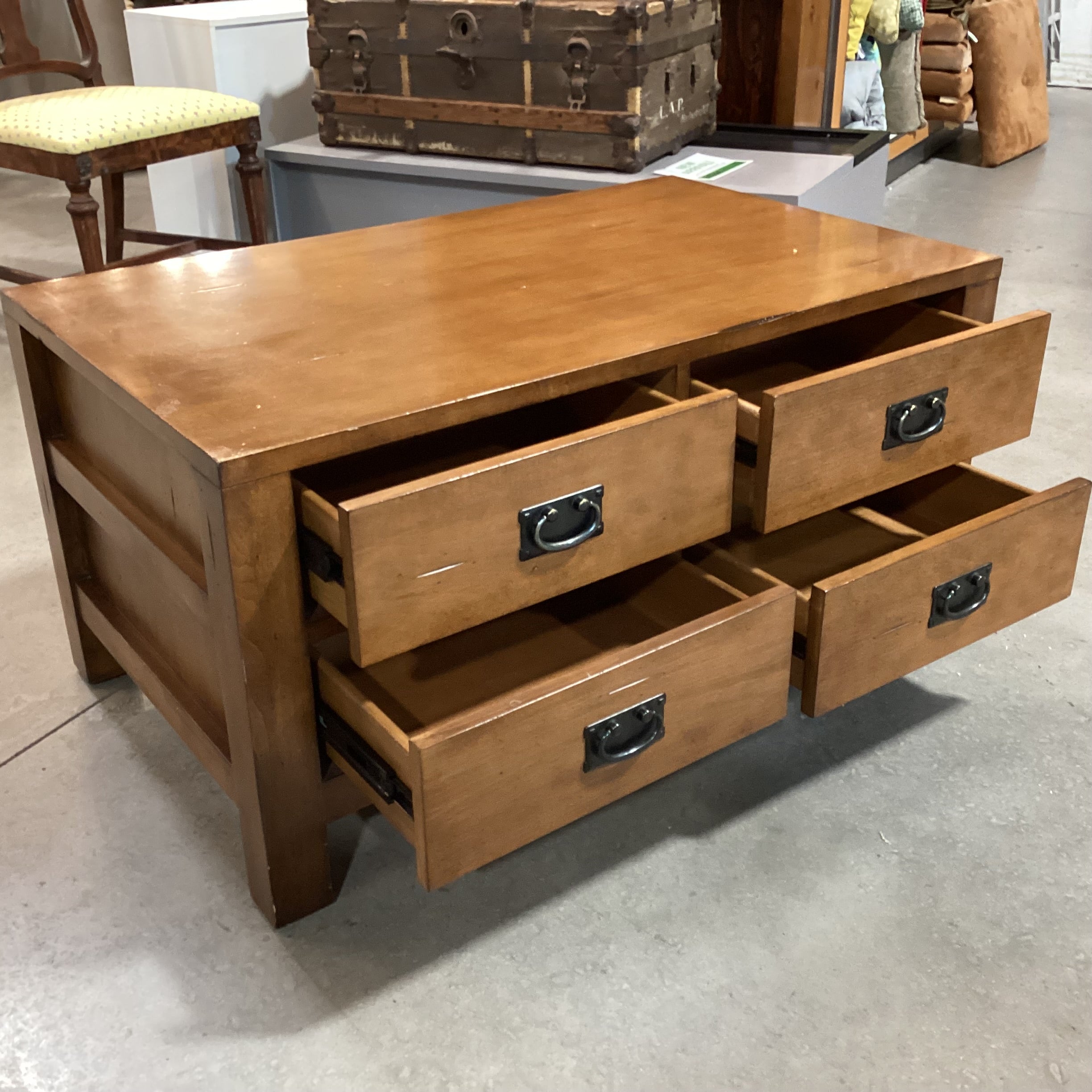 Distressed Finished Wood 4 Drawer Coffee Table 40"x 24"x 20"