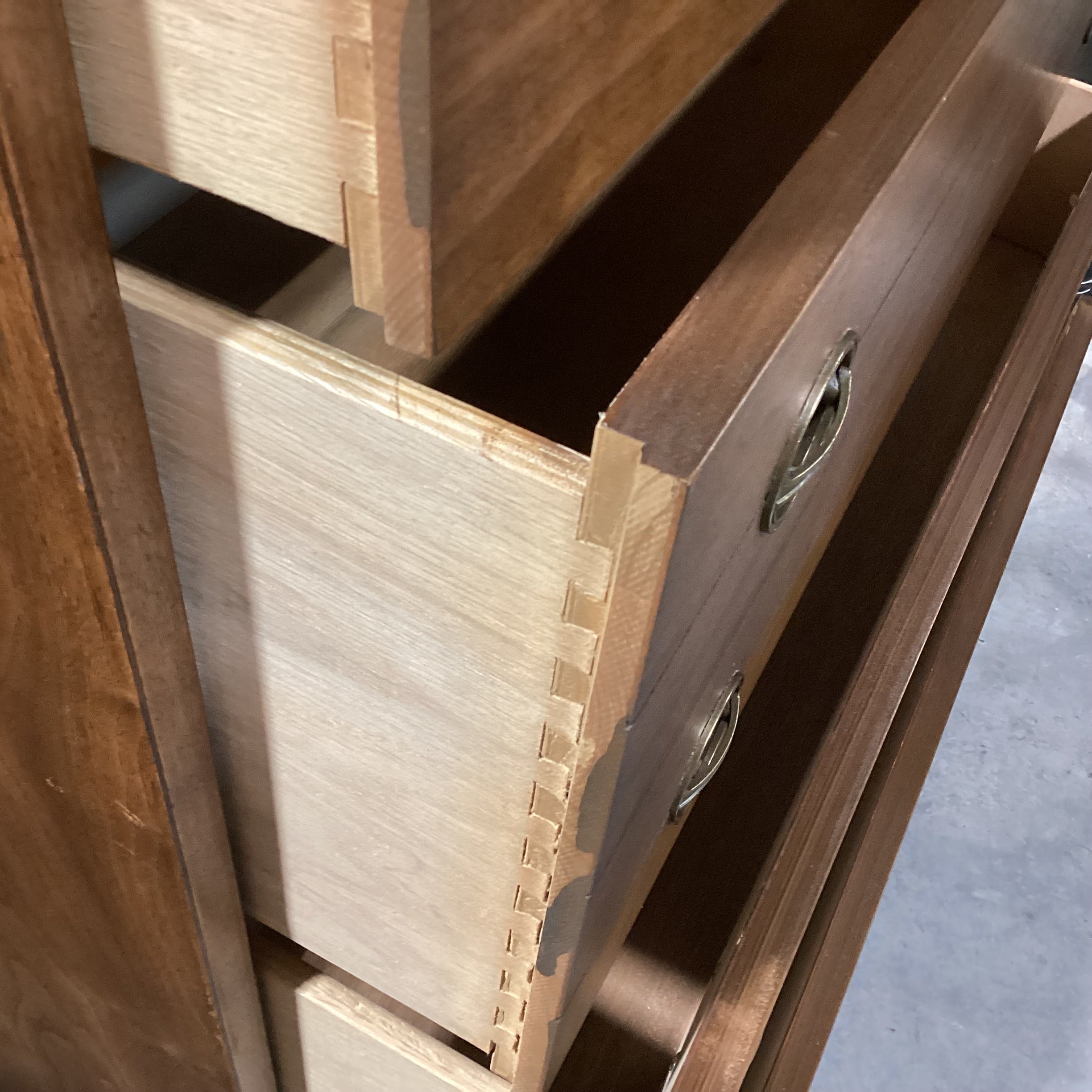 Mid Century Walnut 4 Drawer Chest 38"x 18"x 43.5"