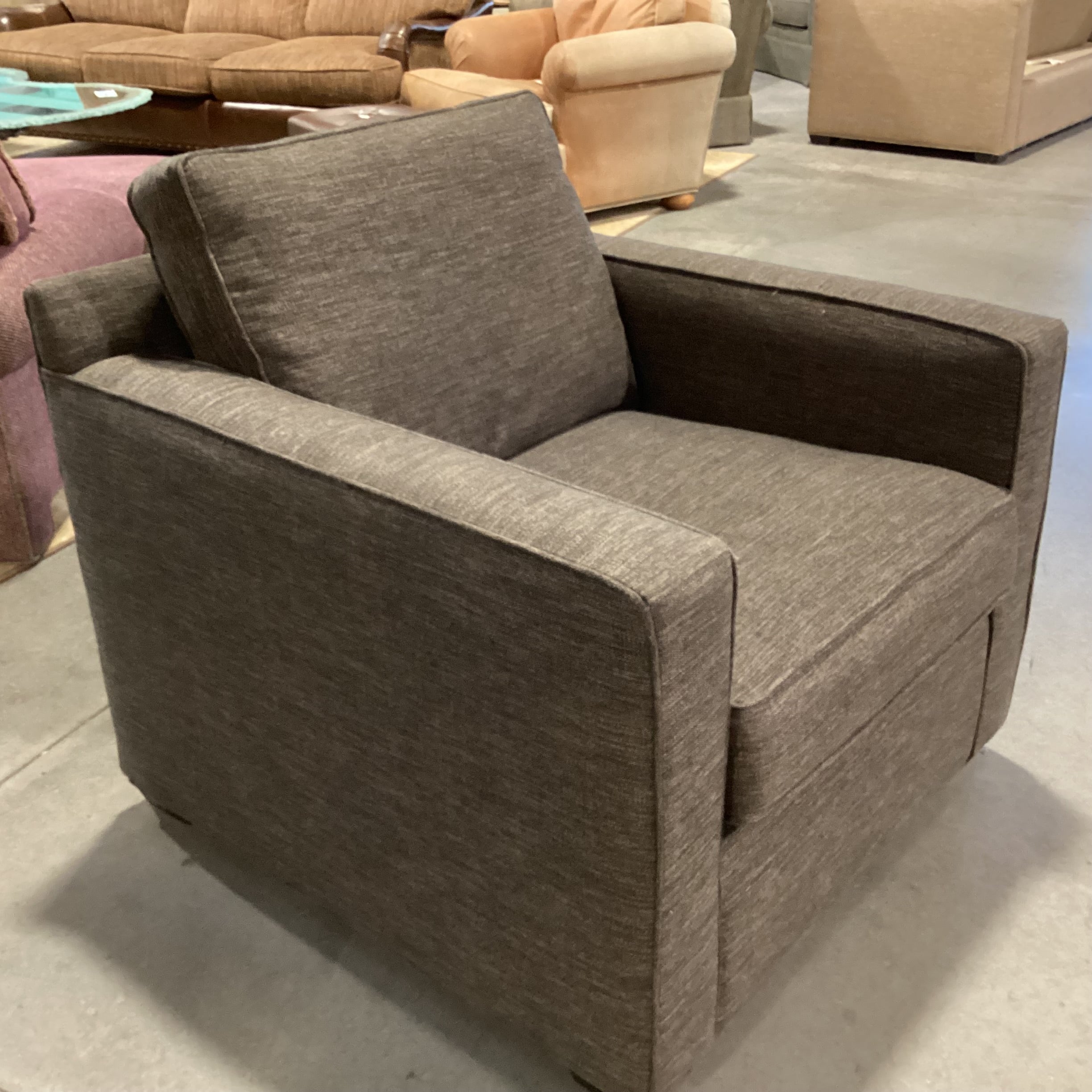 Crate & Barrel Brown Woven Track Arm Chair 35"x 36"x 30"