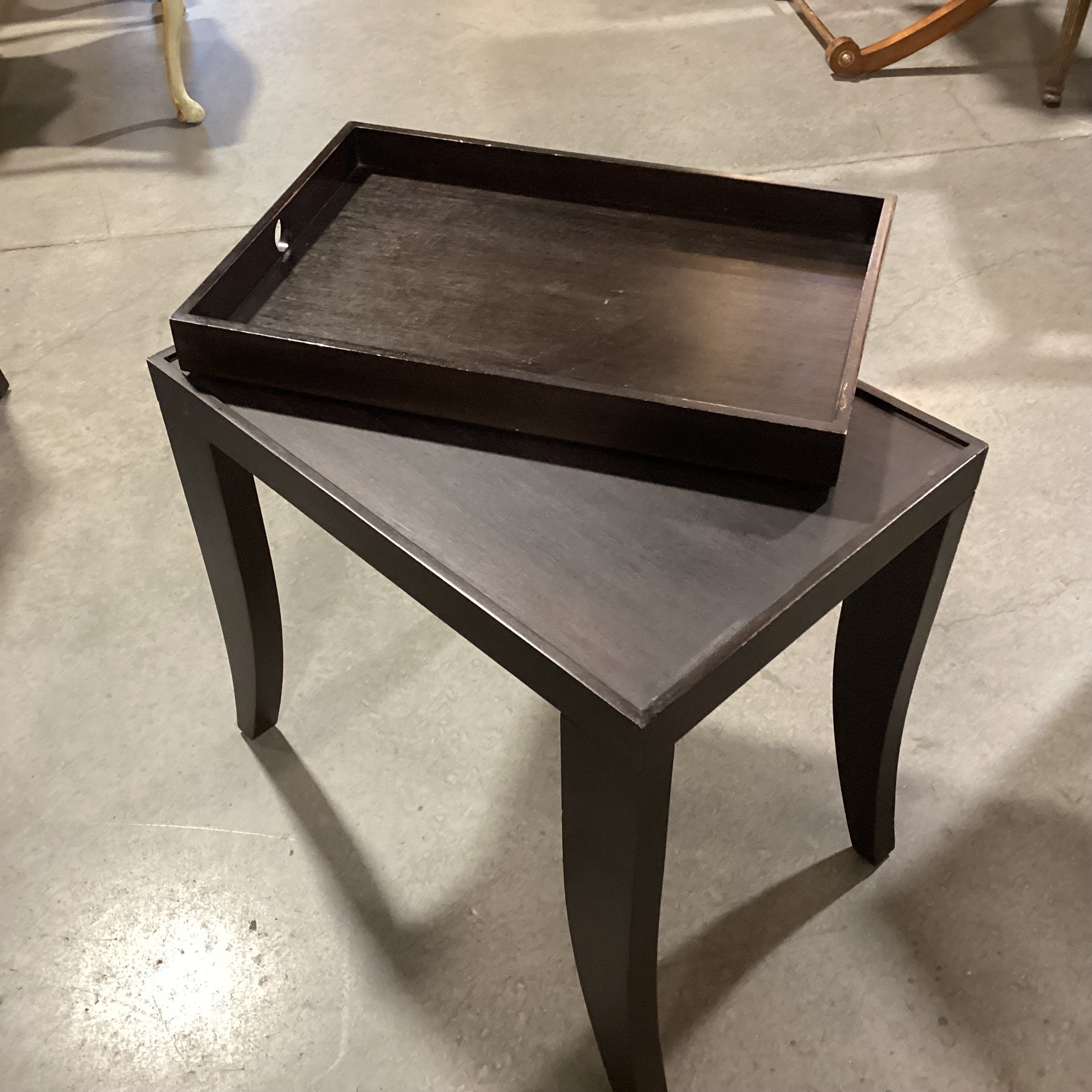 Dark Finish Wood Tray Top End Table 24"x 17"x 24.5"