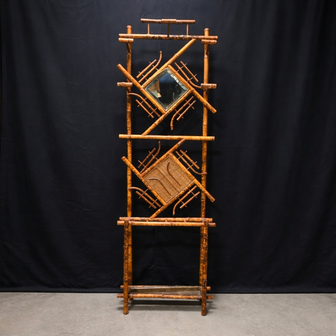 Mid Century Japanese Bamboo Hall Tree 25.5"x7"x78"