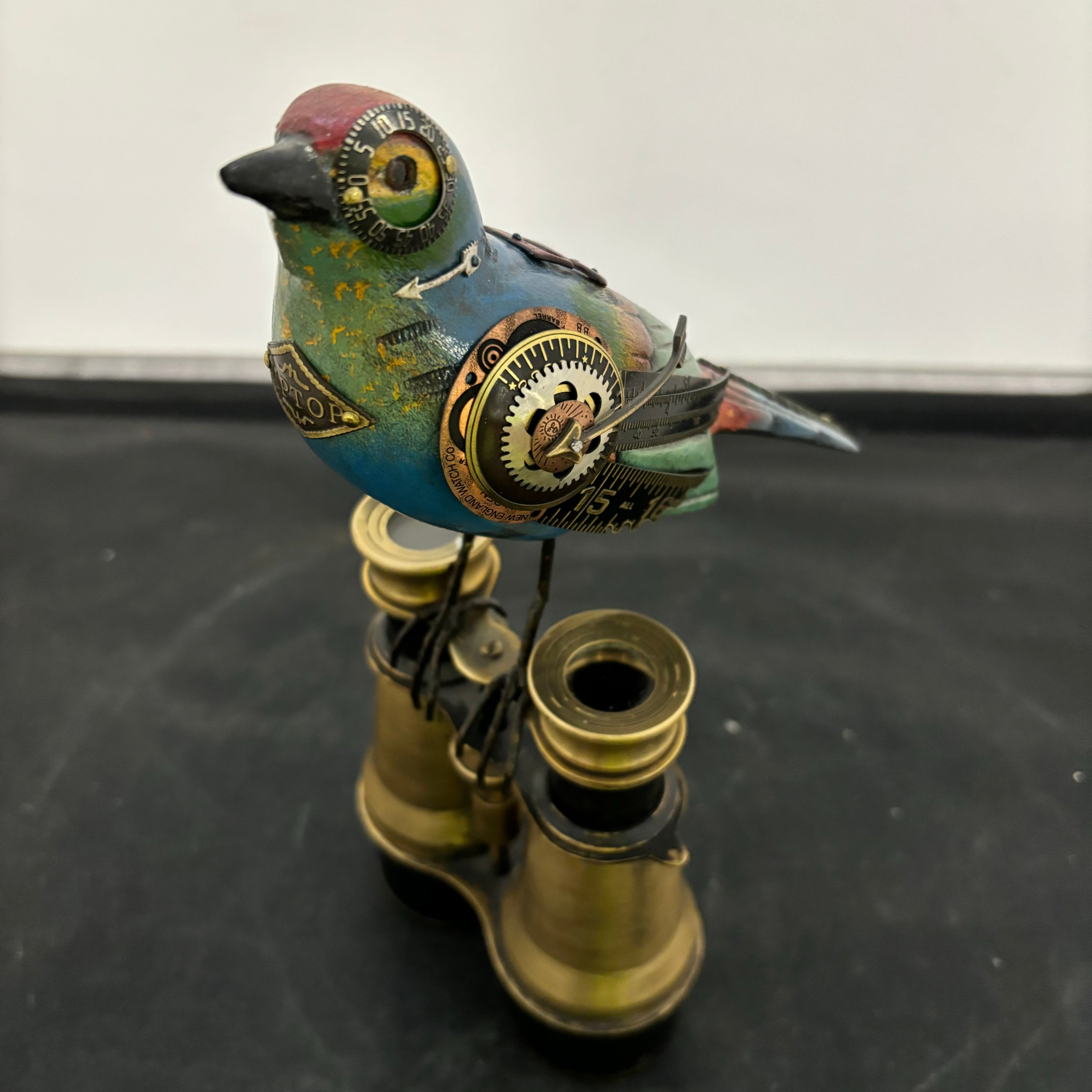 Mullanium Rare Bird on Binoculars by Jim and Tori Mullan 10.5"x 5"