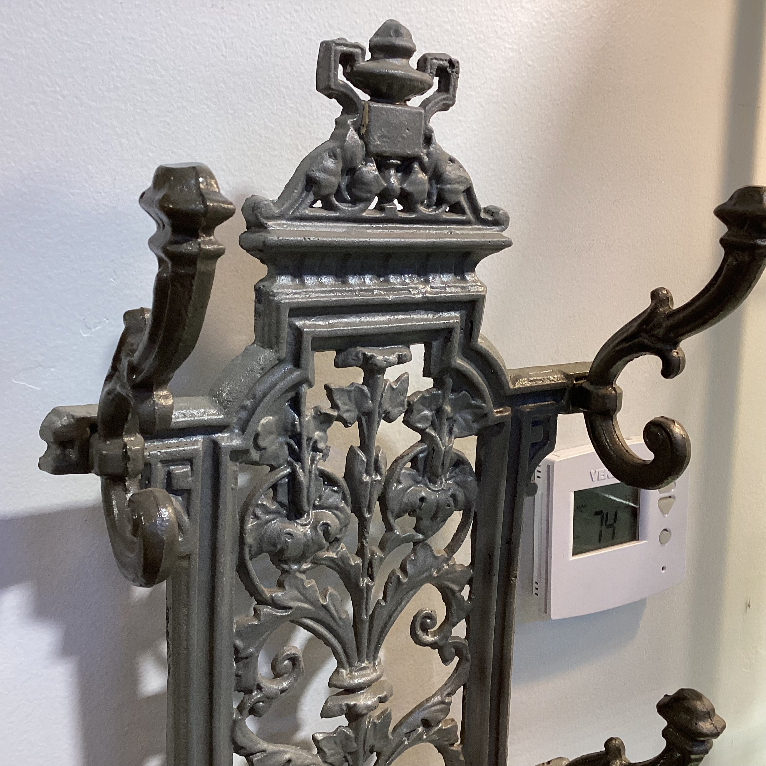 Antique Victorian Ornate Cast Iron Coat Hat & Umbrella Coat Rack Hall Tree 28"x 14"x 72"