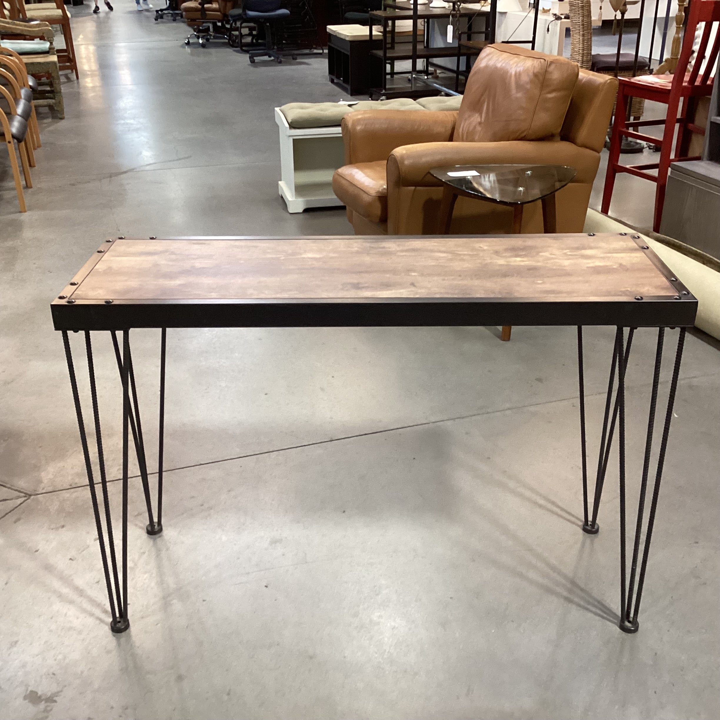 Industrial Iron & Wood Sofa Table 47"x 16"x 32"
