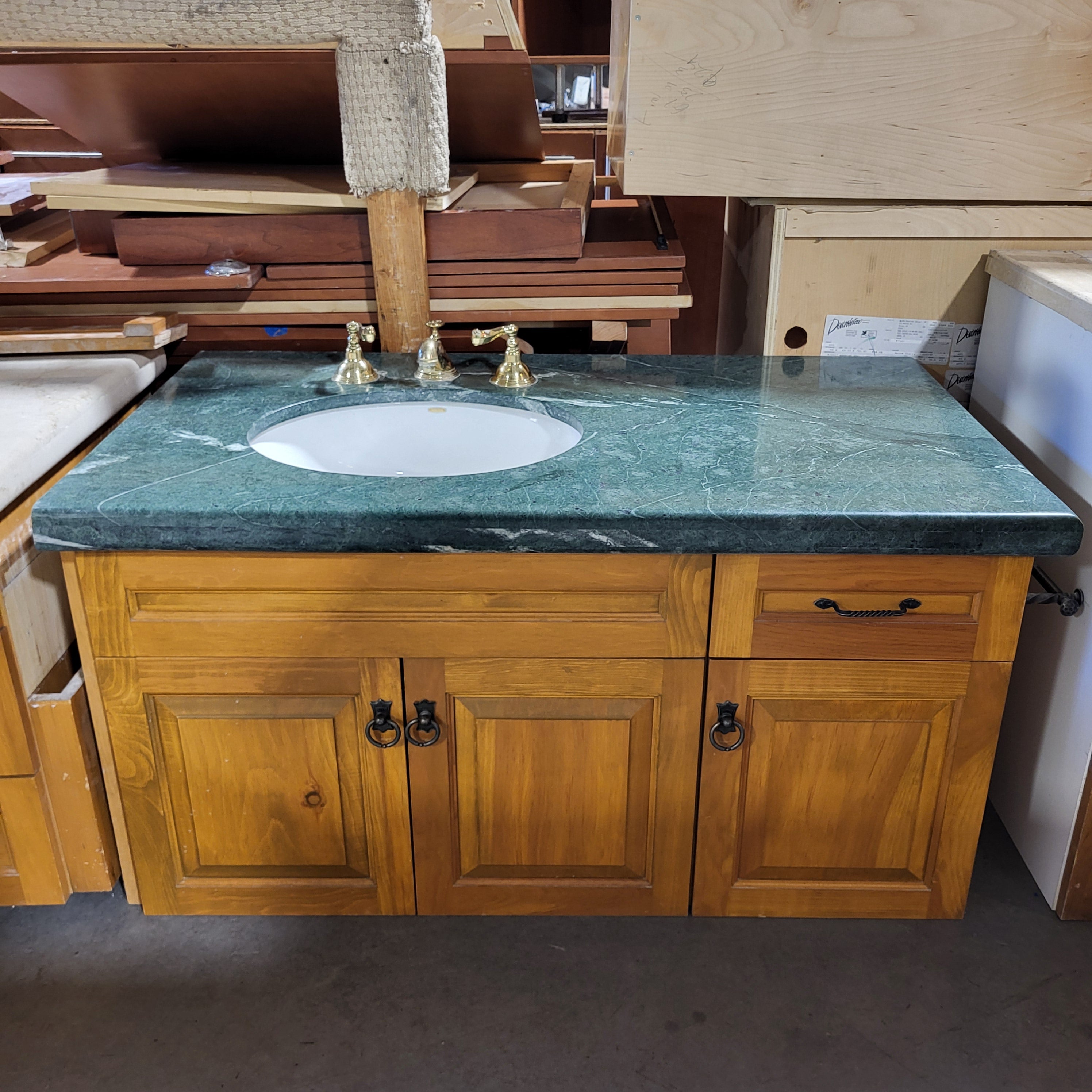 Green Granite Top 1 Drawer 3 Door with Kohler Sink Vanity 47"x 26"x 25"