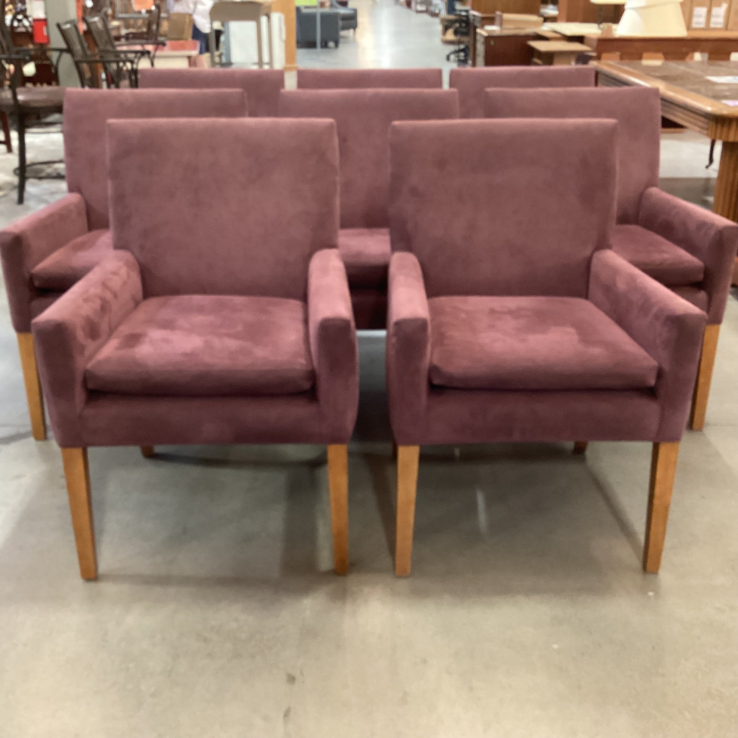 SET of 8 Mitchell Gold Plum Ultra Suede Dining Chairs 25"x 26"x 36"