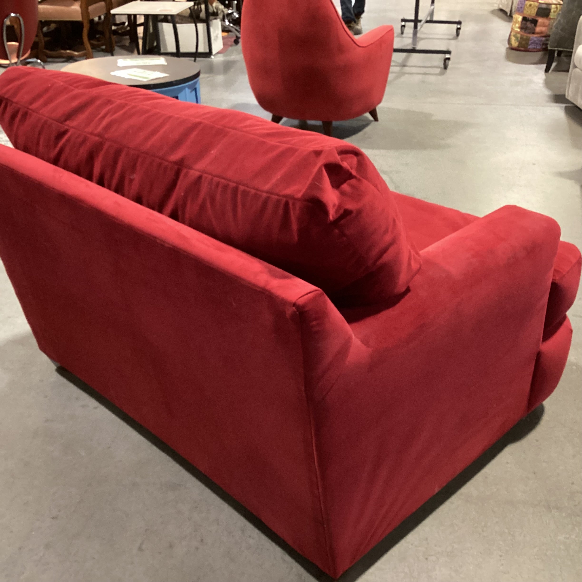 Red Plush Velvet Oversized Chair 50"x 43"x 33"