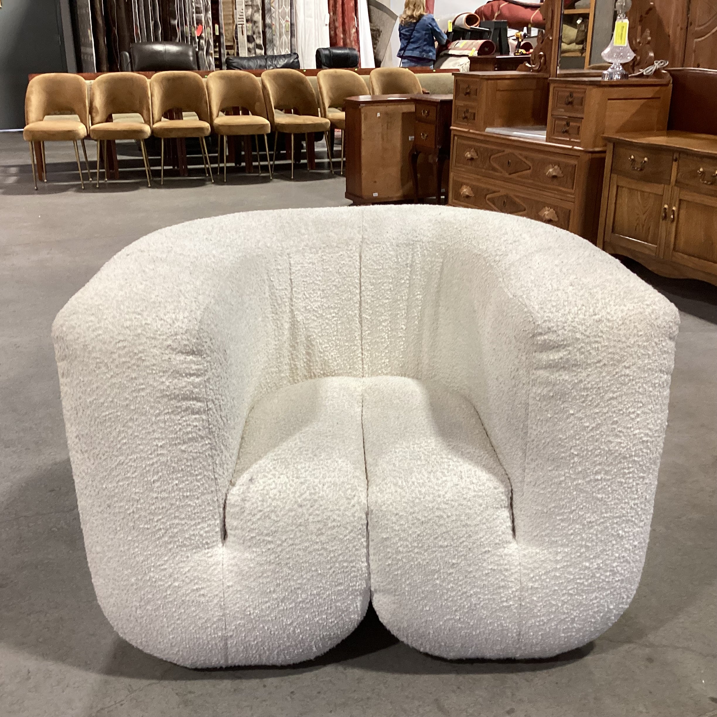 Contemporary Ivory Boucle Chair 41"x 34"x 29"
