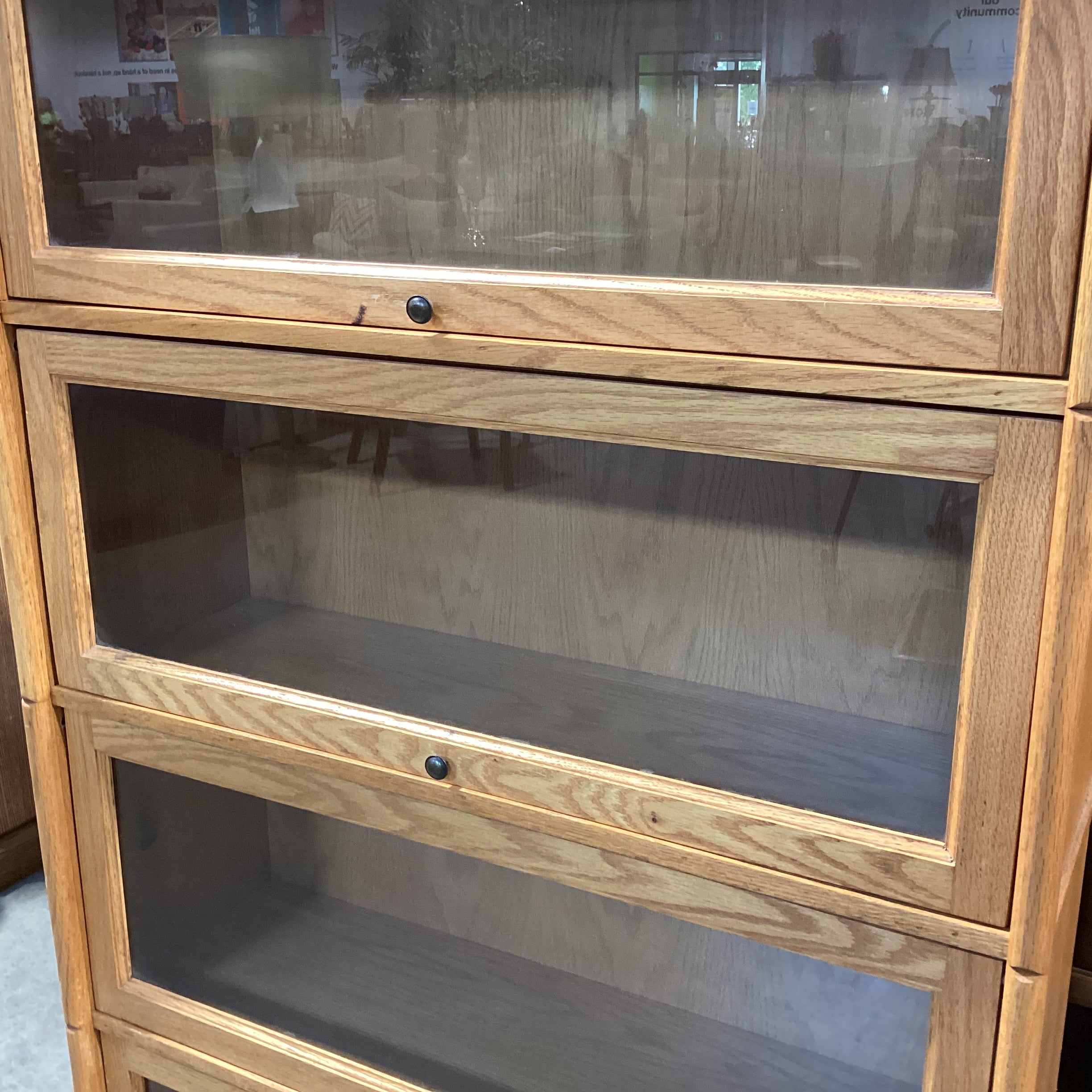 Light Oak & Glass Doors Barrister Bookcase 36"x 13"x 73"