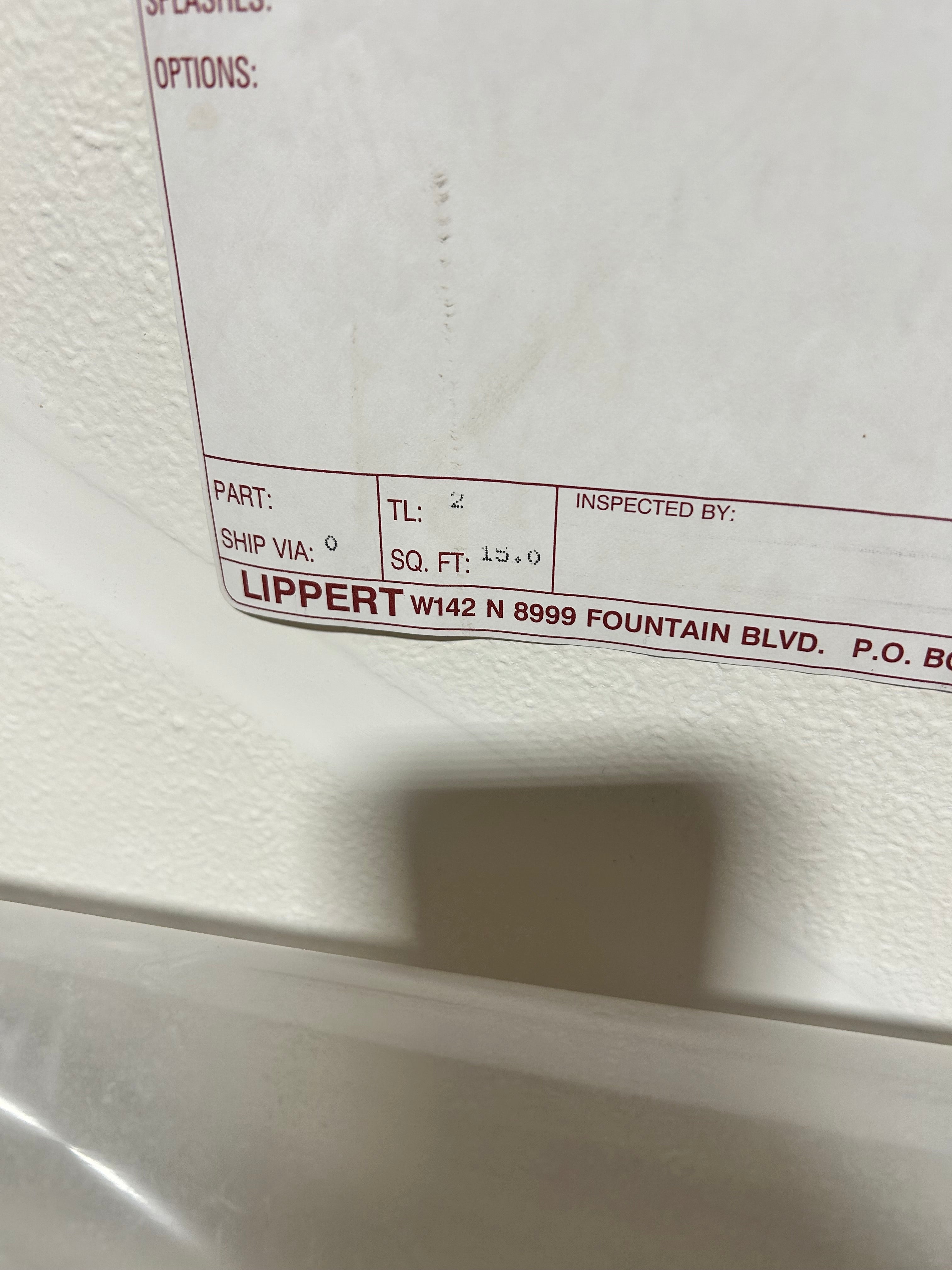 Lippert Shower Receptor Linen Color 48"x 36'