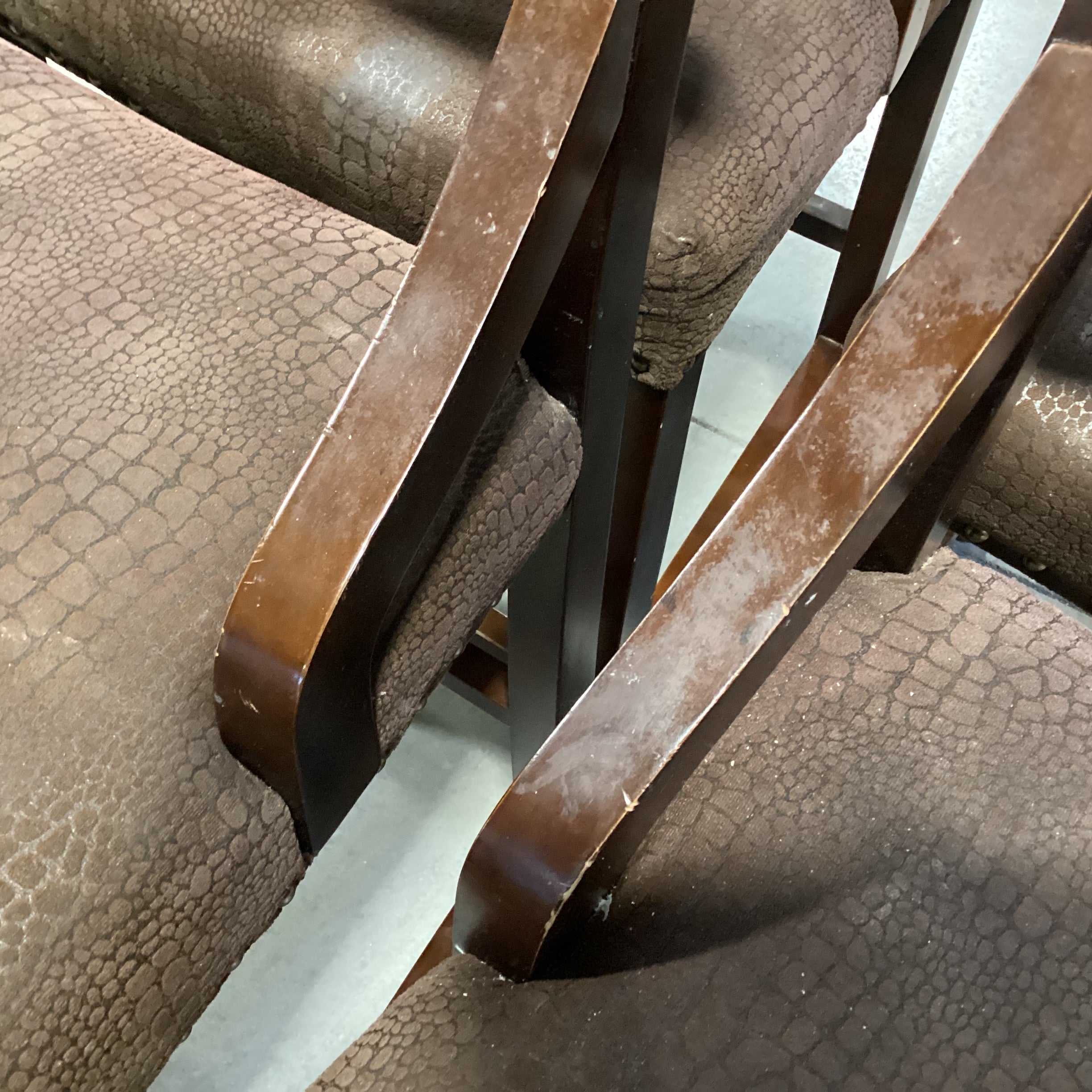 SET of 4 Pier 1 Imports Wood & Croc Style Micro Suede with Nailhead Barstools 26"