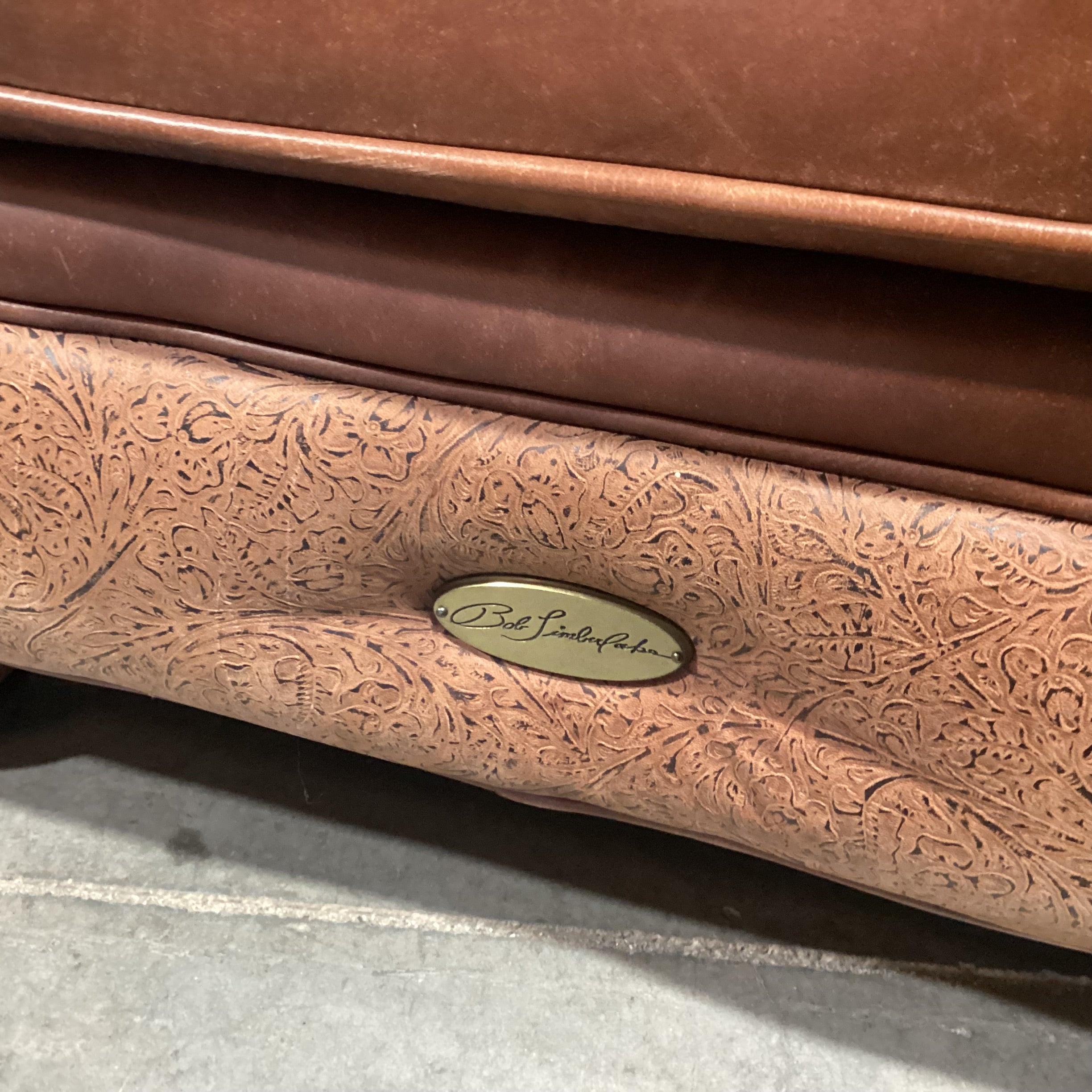 Bab Timberlake for Lexington Leather Nailhead Embossed Detail with Ottoman Chair 39"x 39"x 36"