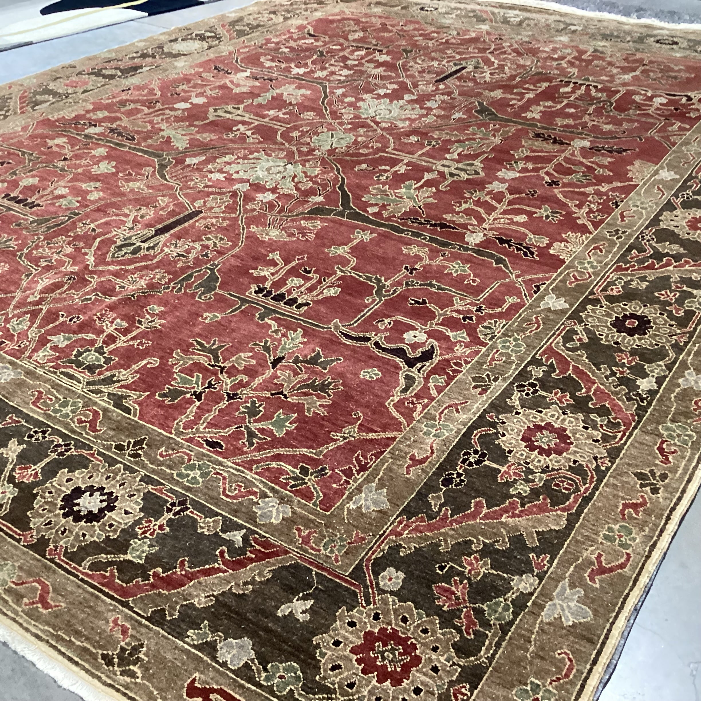 Tufenkian Tibetan Armenian Rust Taupe Brown Hand Woven Wool Rug 12'x 15'8"