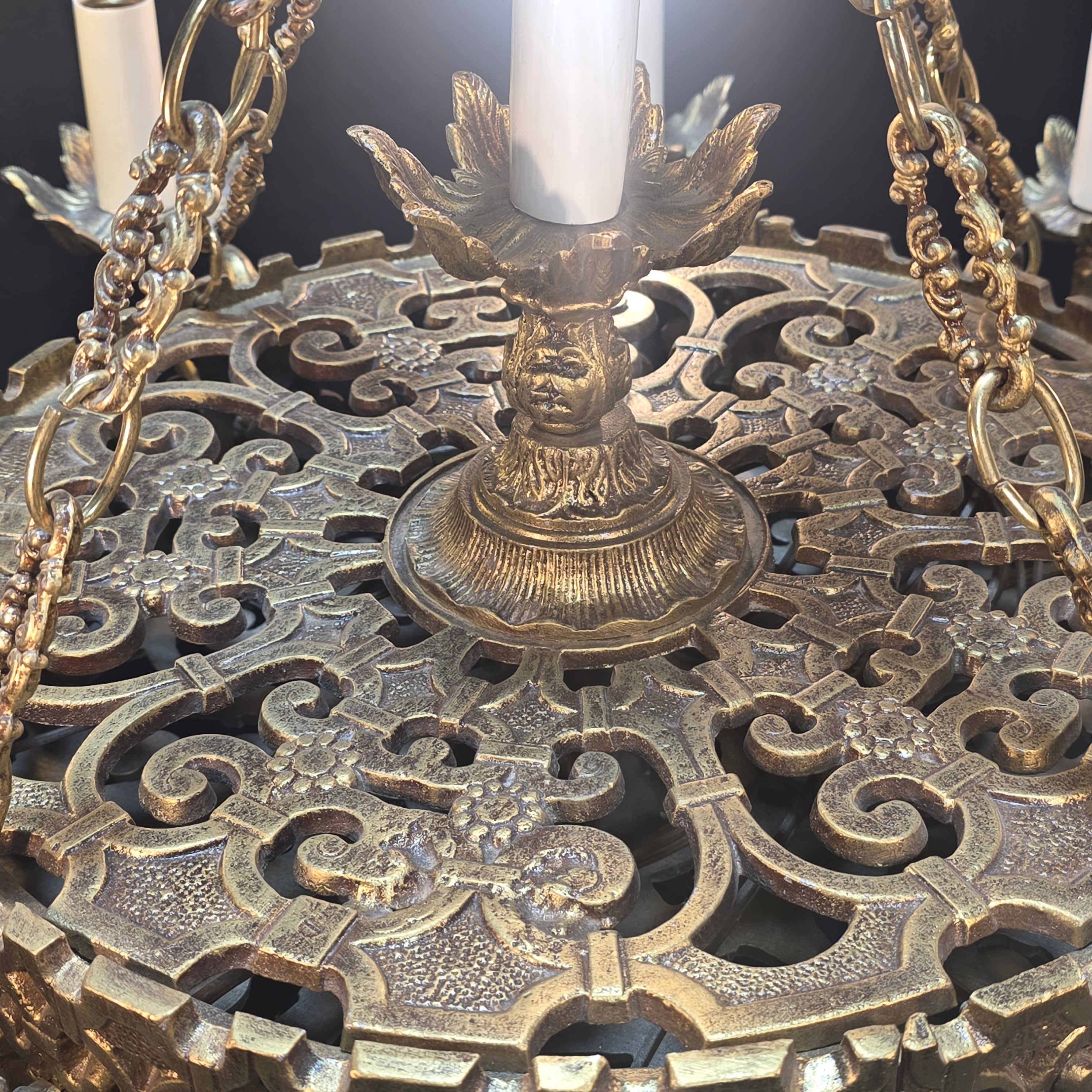 Mid Century Ornate French Tiered Chandelier 31"x18.5"