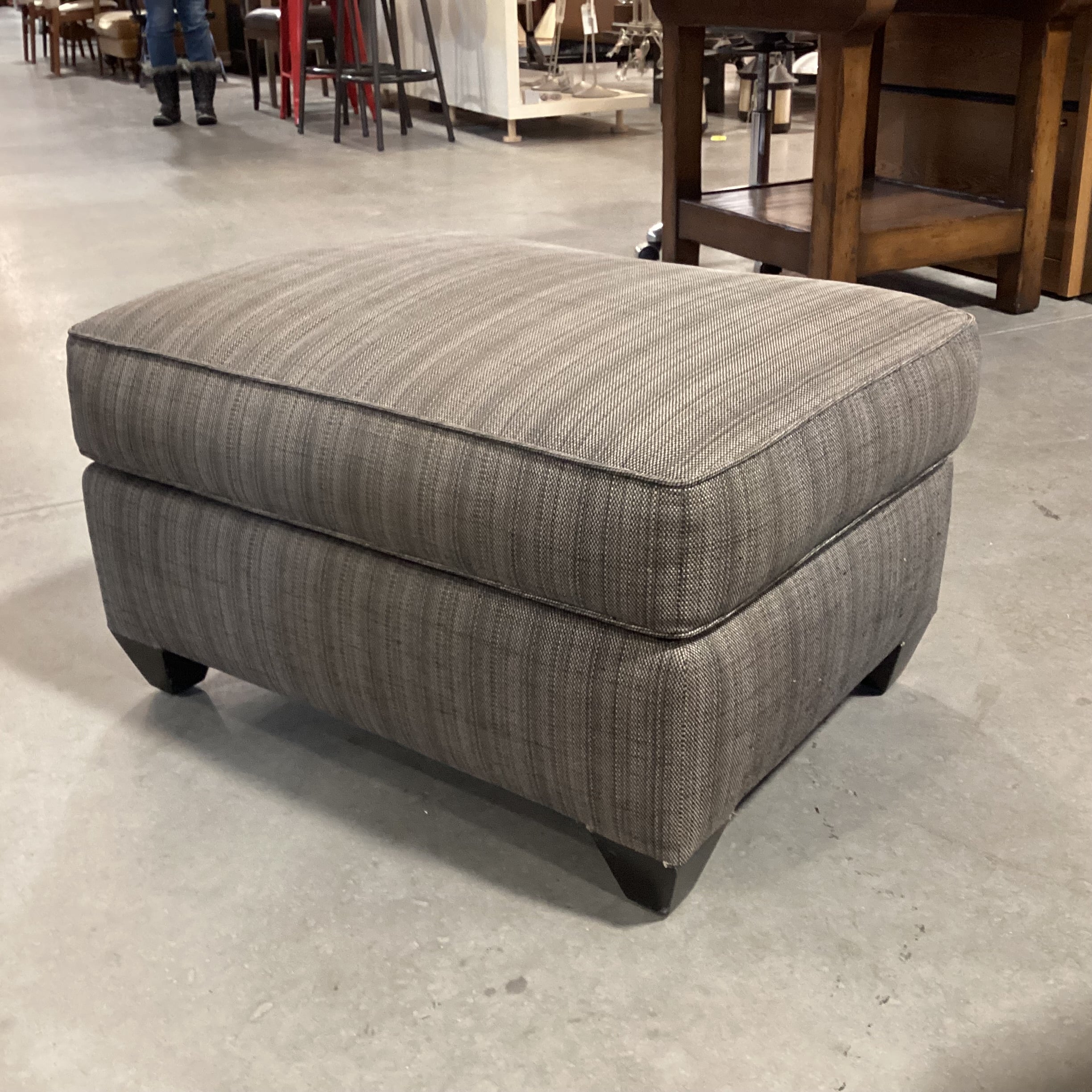 Donghia Down Brown & Gray Tweed Ottoman 30"x 22"x 16"