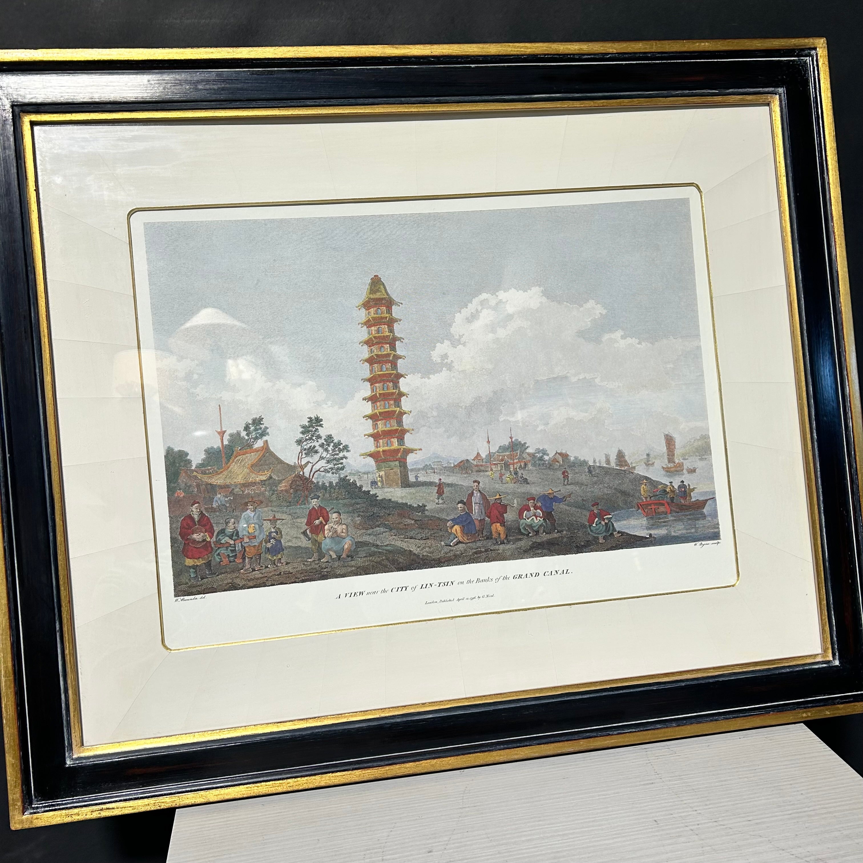 Antique Print By Willam Alexader  Called View Near The City of Lin=Tsin  27'5"x 22'5"