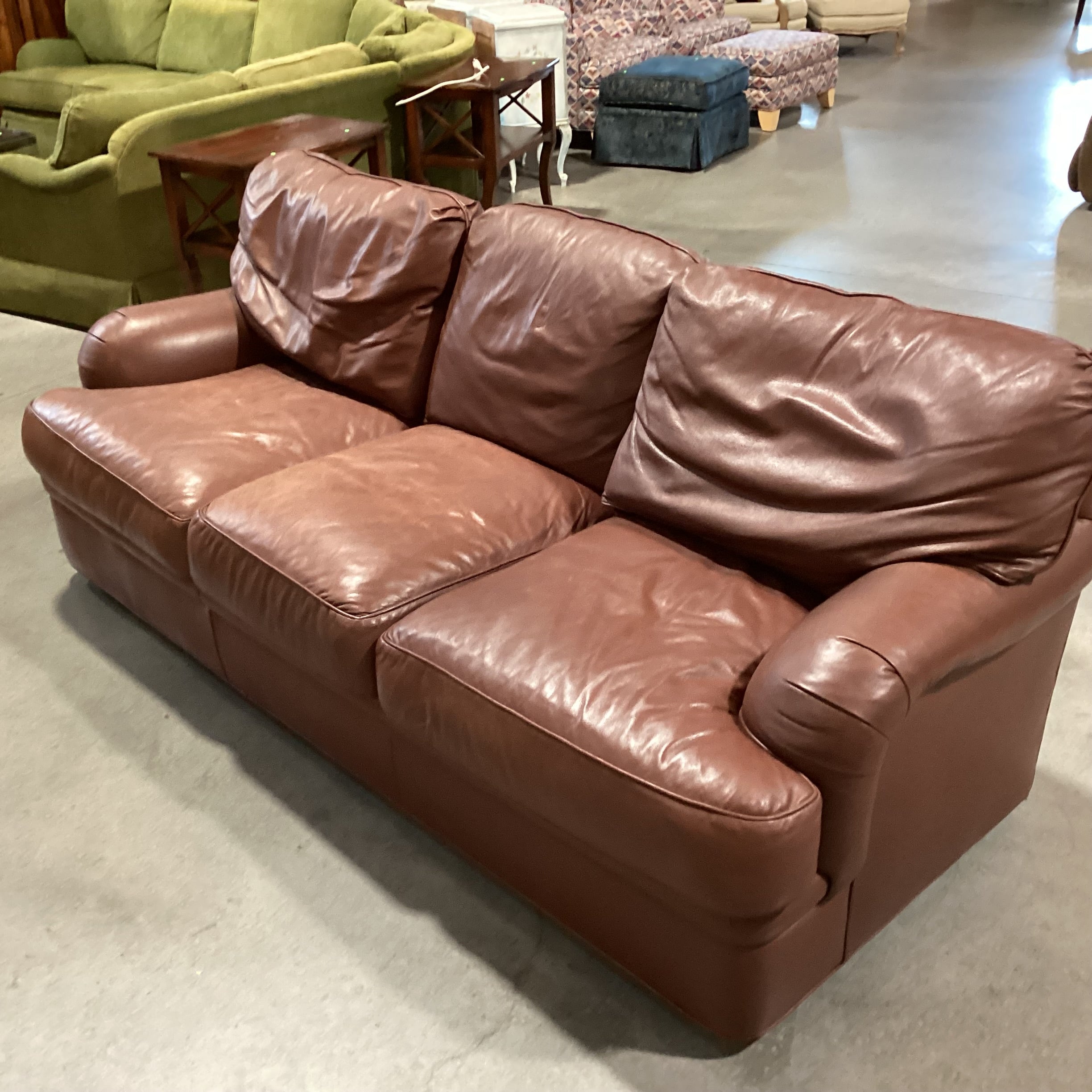 Hancock & Moore Brown Leather Down Mix Sofa 89"x 39"x 35"