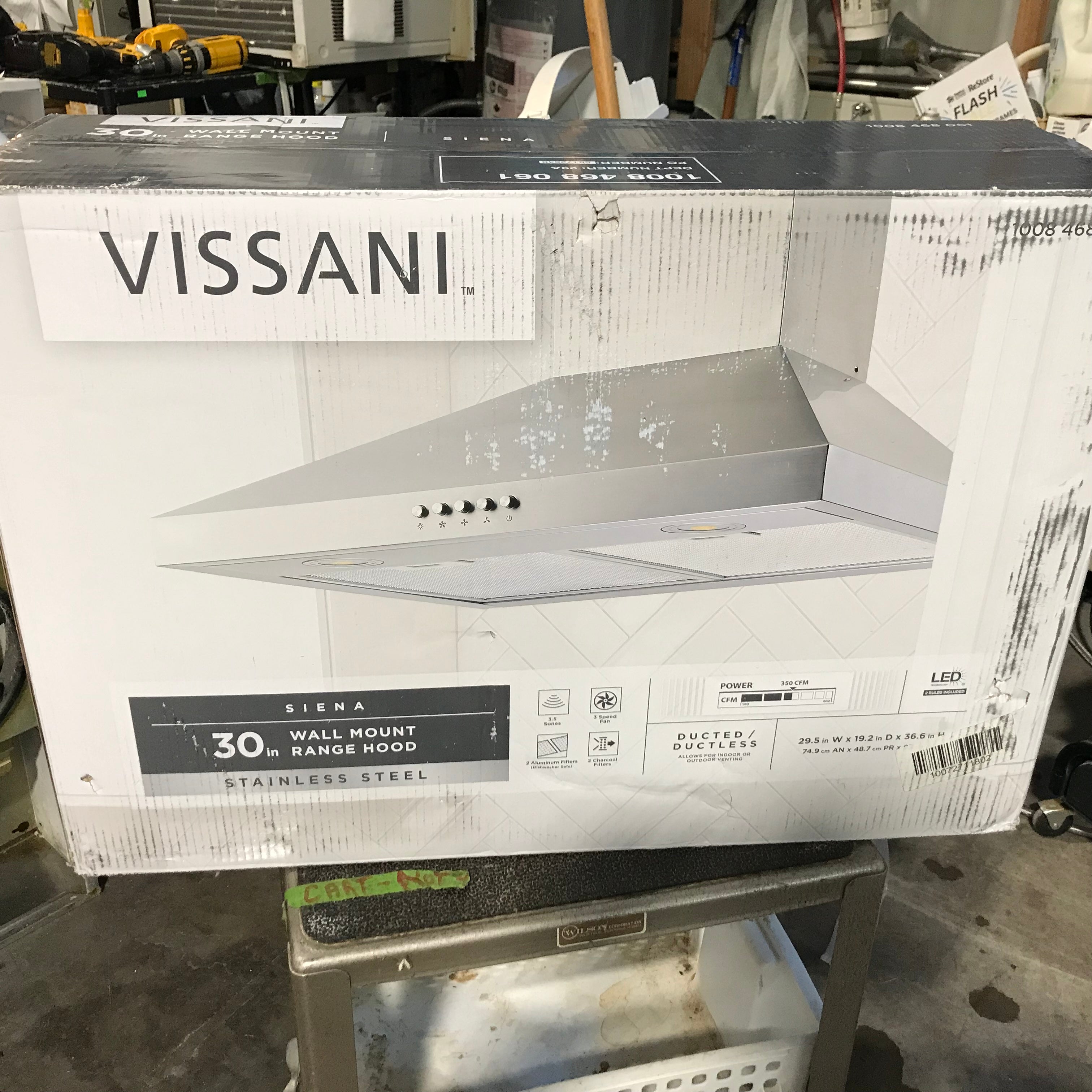 Vassani Siena 30" Stainless Steel 350 CFM Range Hood ( NEW IN BOX ) 29.5"x 19"x 36.6"