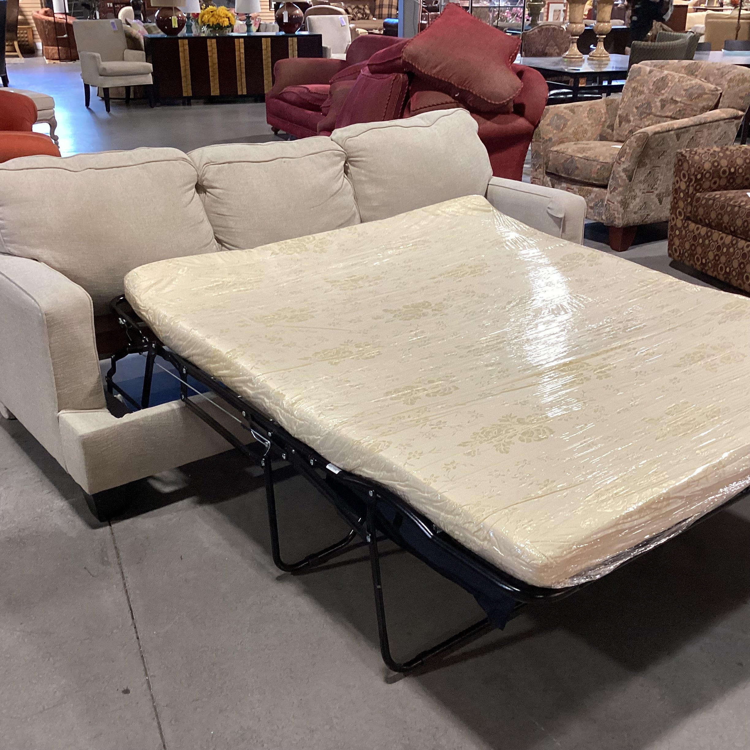 Beige Woven Queen Sleeper Sofa 85"x 38"x 37"