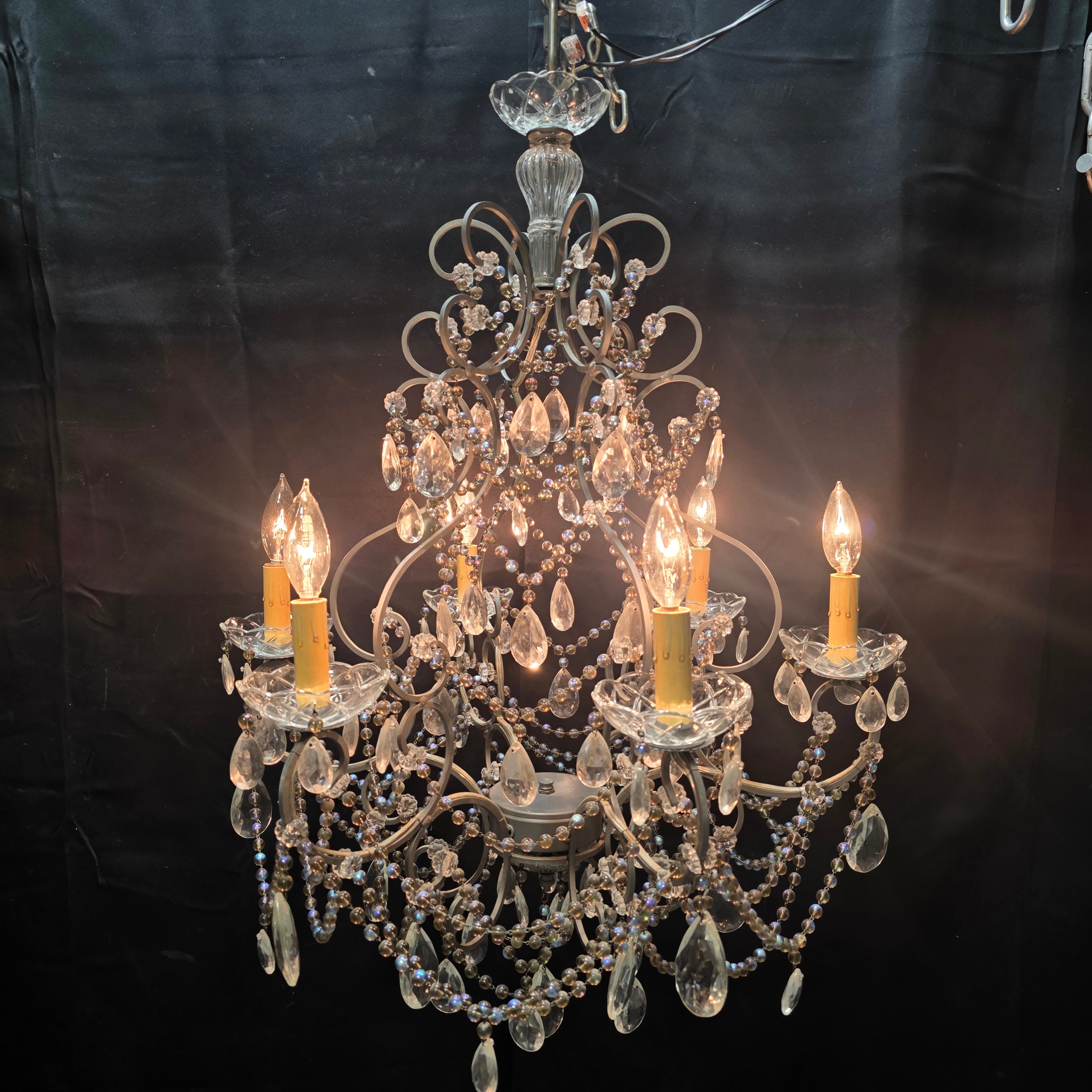 1950's Italian Glass Drop Chandelier 23.5"Dx33"