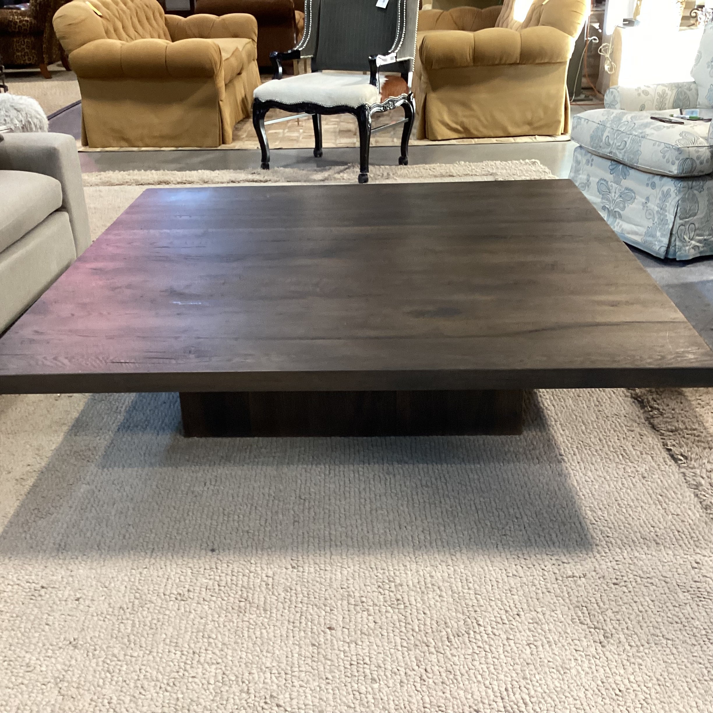 Restoration Hardware Reclaimed Finish Oak Plinth Square Coffee Table 60"x 60"x 14"