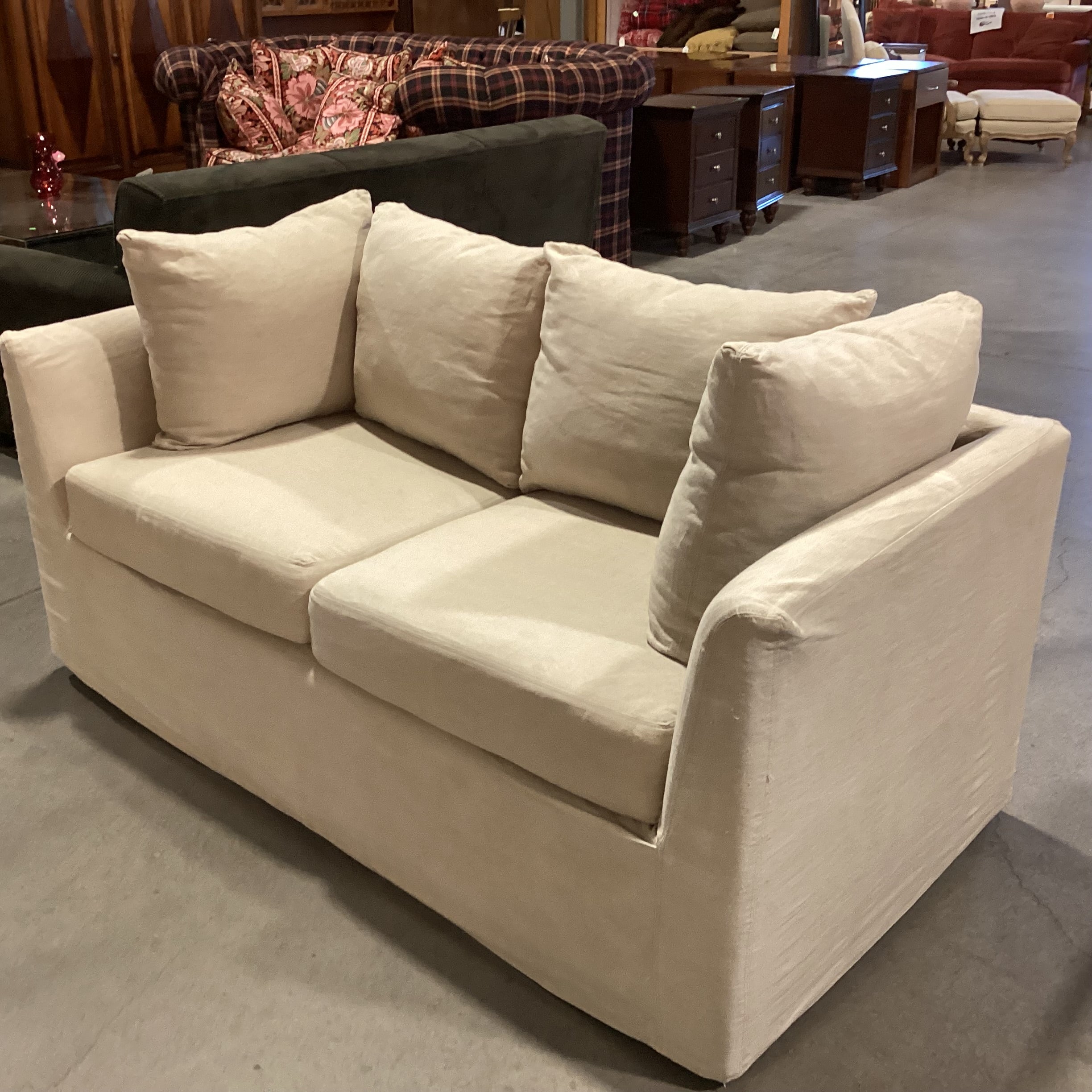 Linen Slipcovered Loveseat Sofa 68"x 34"x 29"
