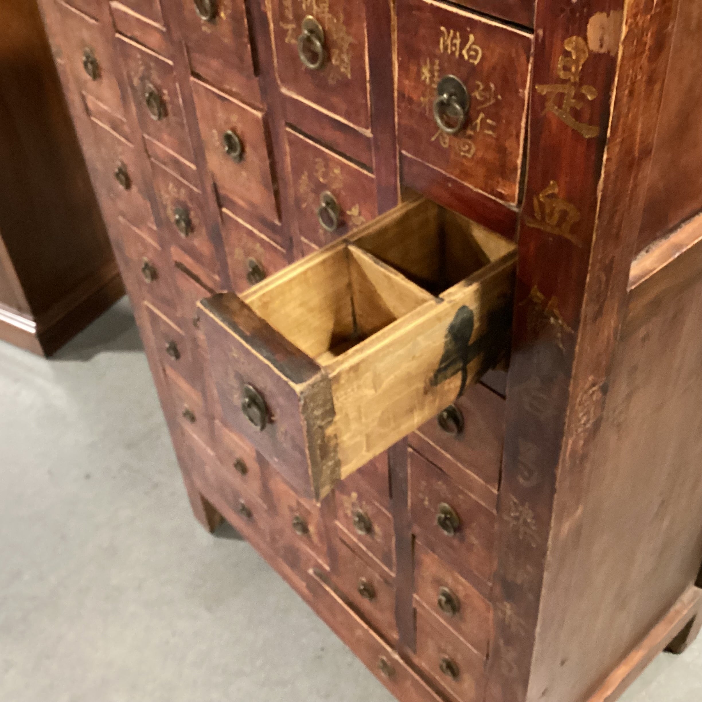 Asian Red Tone Finish Solid Wood 42 Drawer Apothecary Chest 33.5"x 20.5"x 62"
