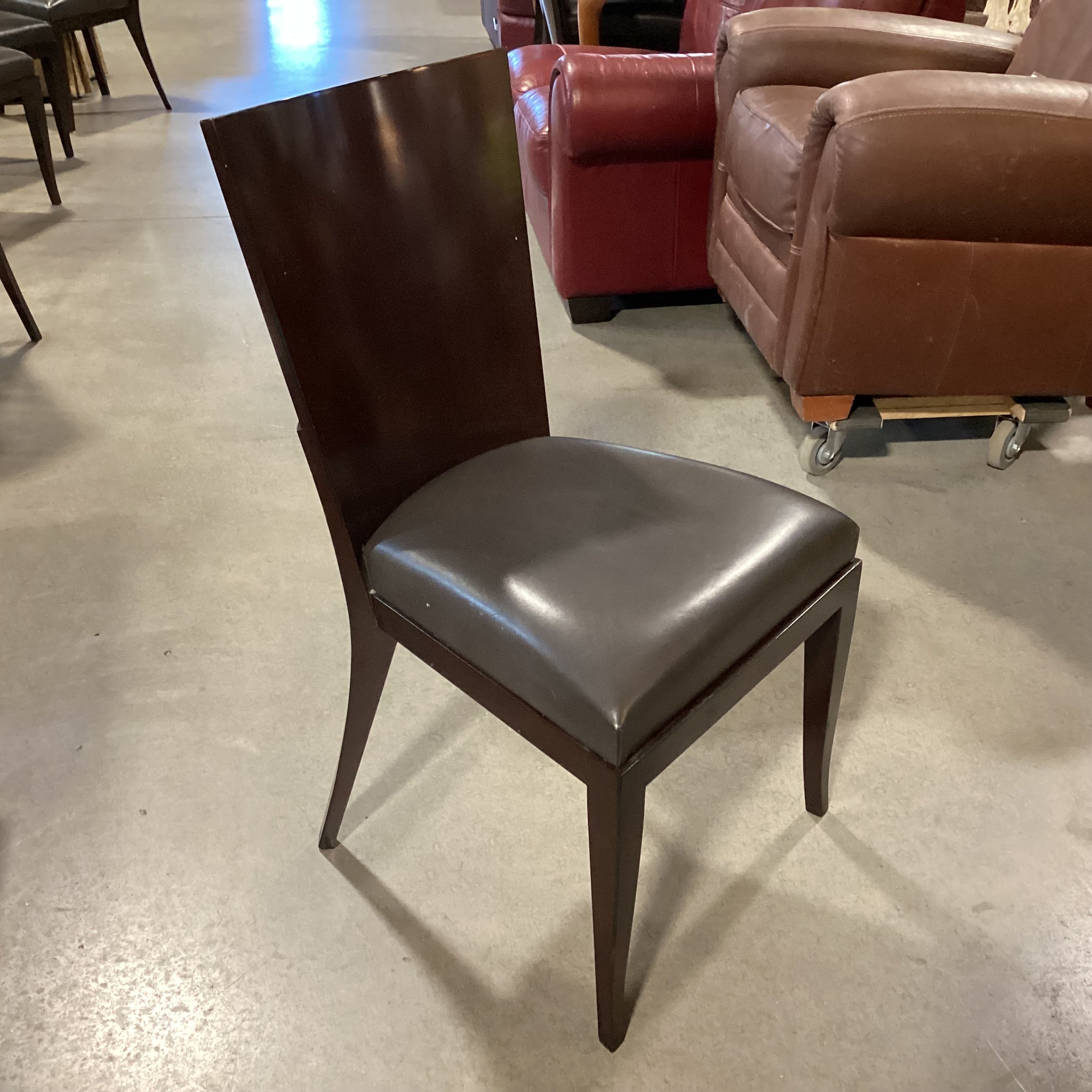 Faux Leather & Dark Wood Dining Chair 20"x 19"x 36.5"