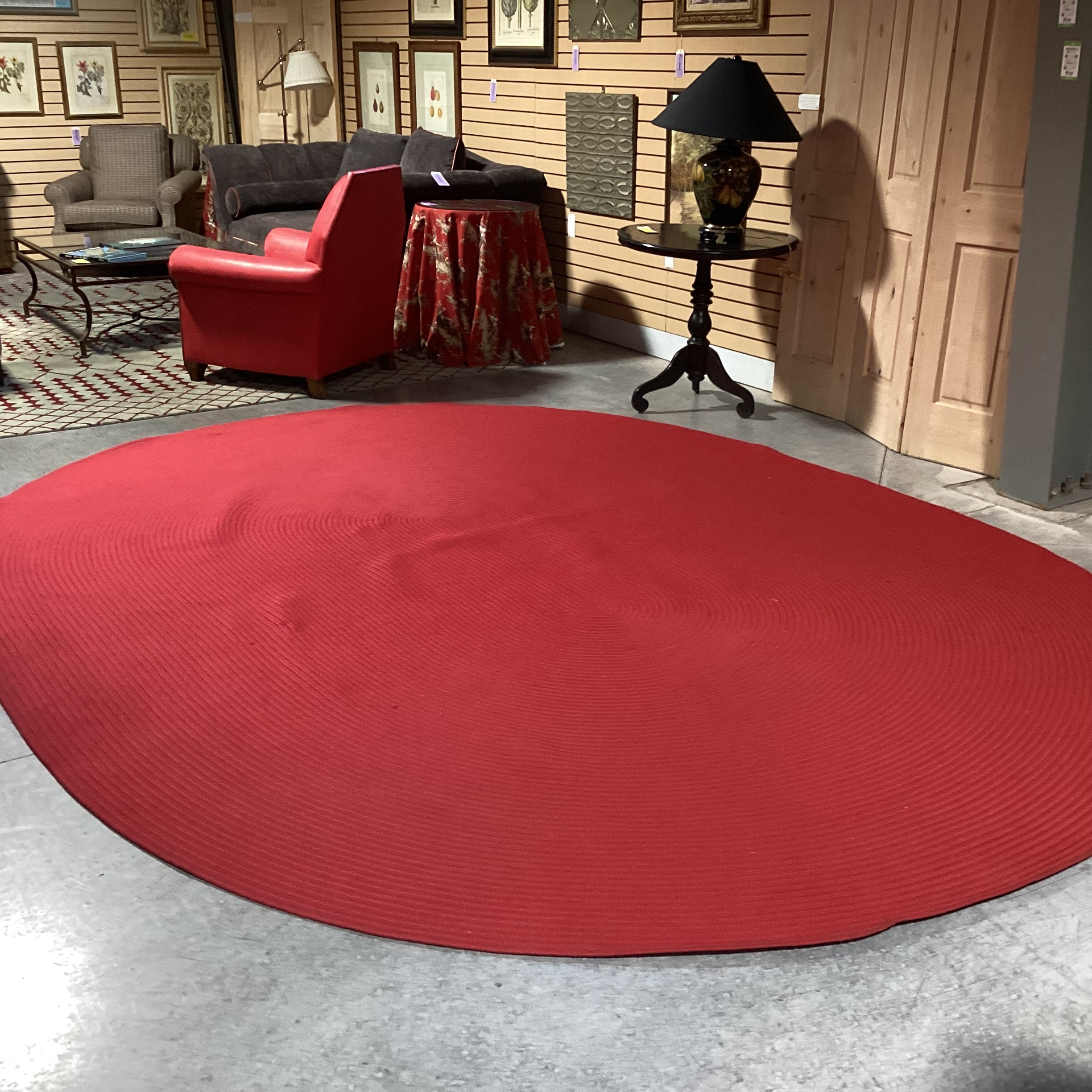 Oval Red Braided Woven Rug 10'x 13'