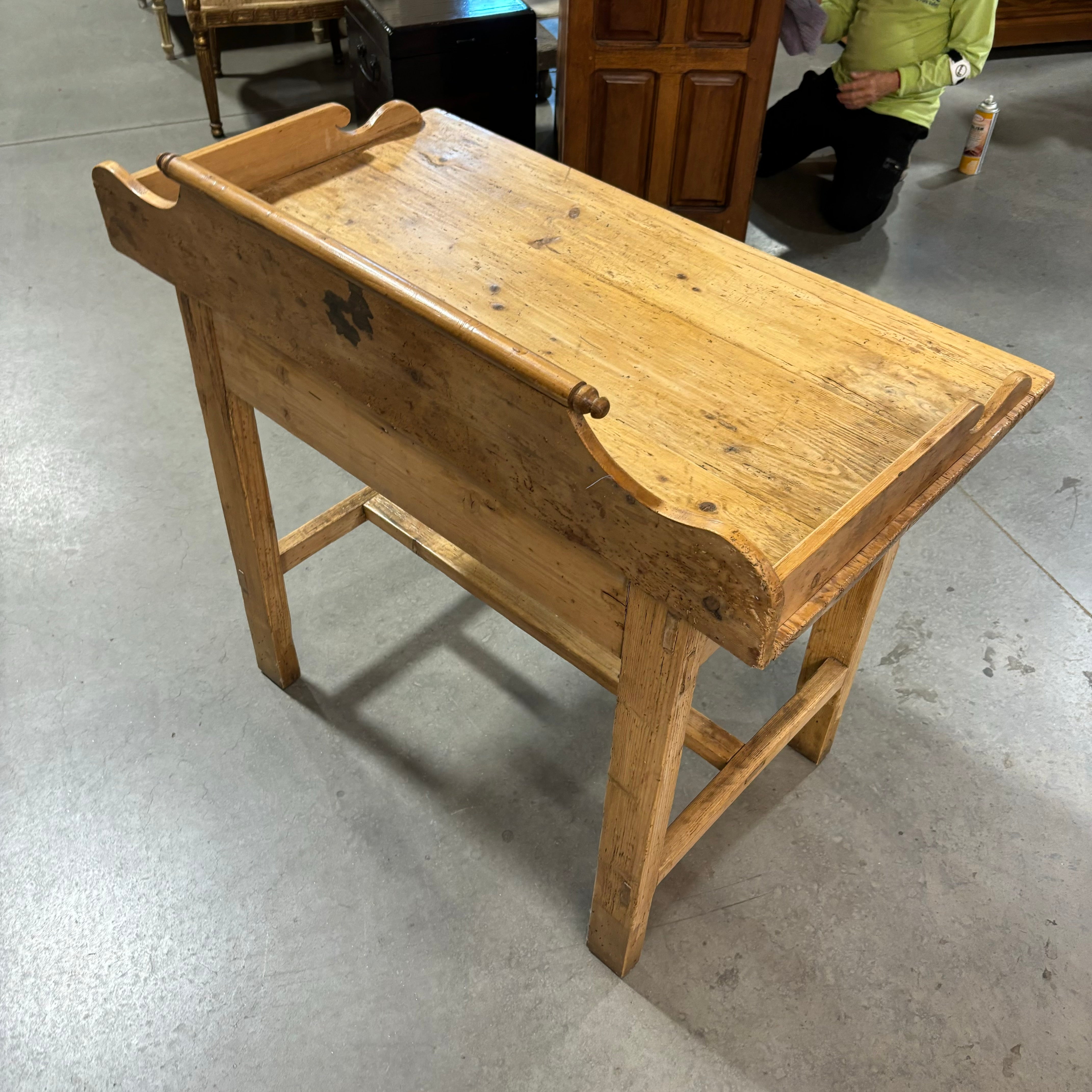 Antique Natural Pine 2 Drawer with Detailed Backsplash Desk 42"x 24"x 40"