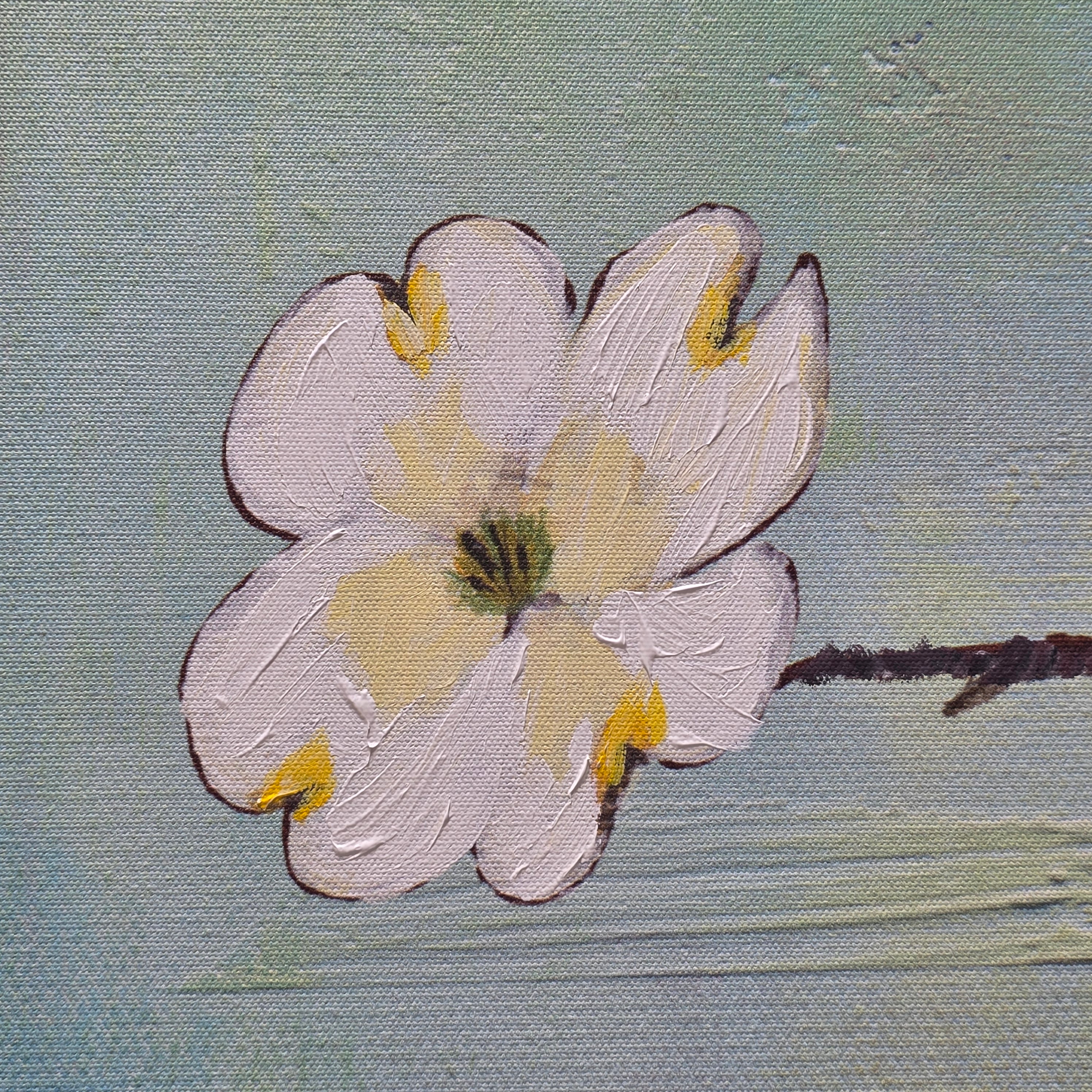 Laura Gunn's "Dogwood on Turquoise" Canvas Print Signed Comes with Certificate of Authenticity 146/950 36"x48"