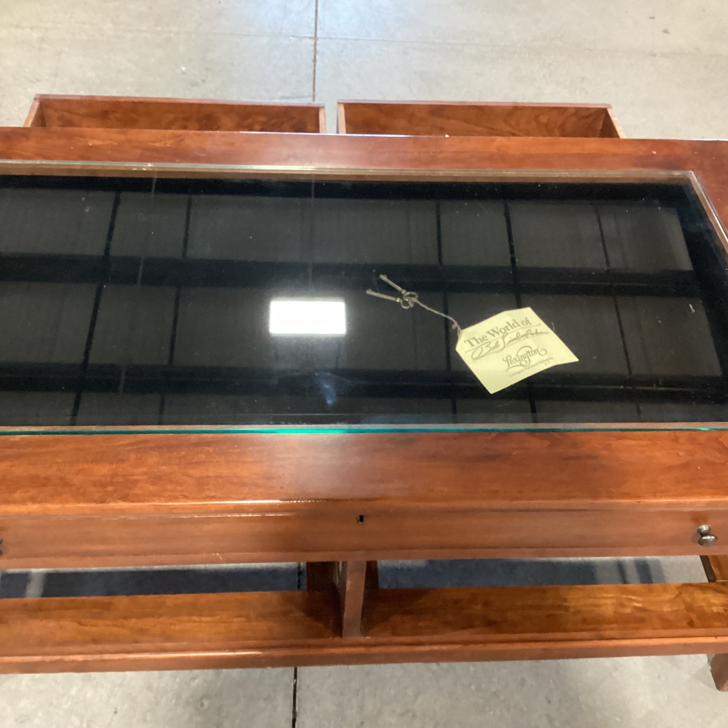 Bob Timberlake for Lexington Finished Wood & Glass Top Double Sided Pull Through Drawers Display Coffee Table 44"x 24"x 19"