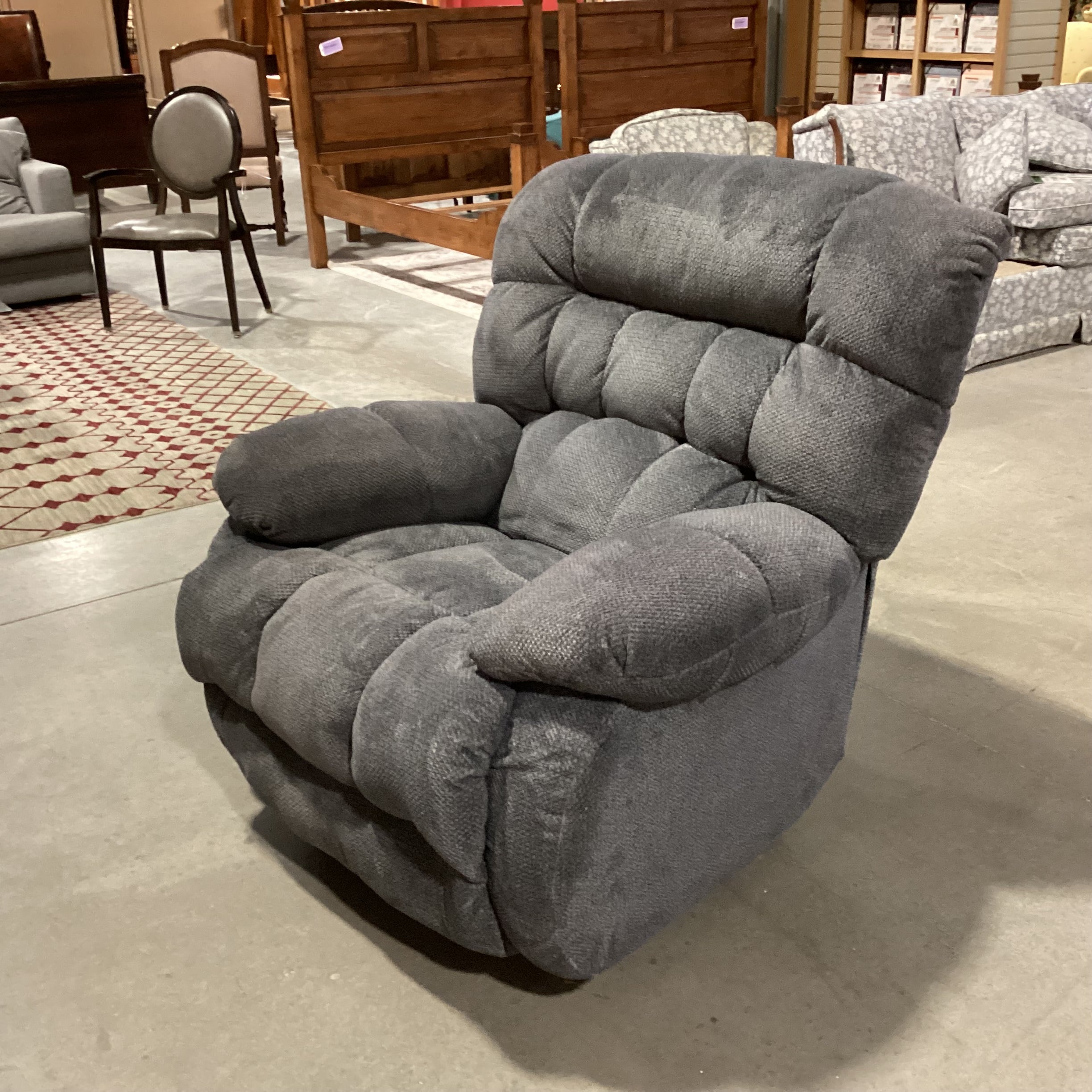 Catnapper Slate Chenille Woven Rock Swivel Recliner Chair 43"x 43"x 42"