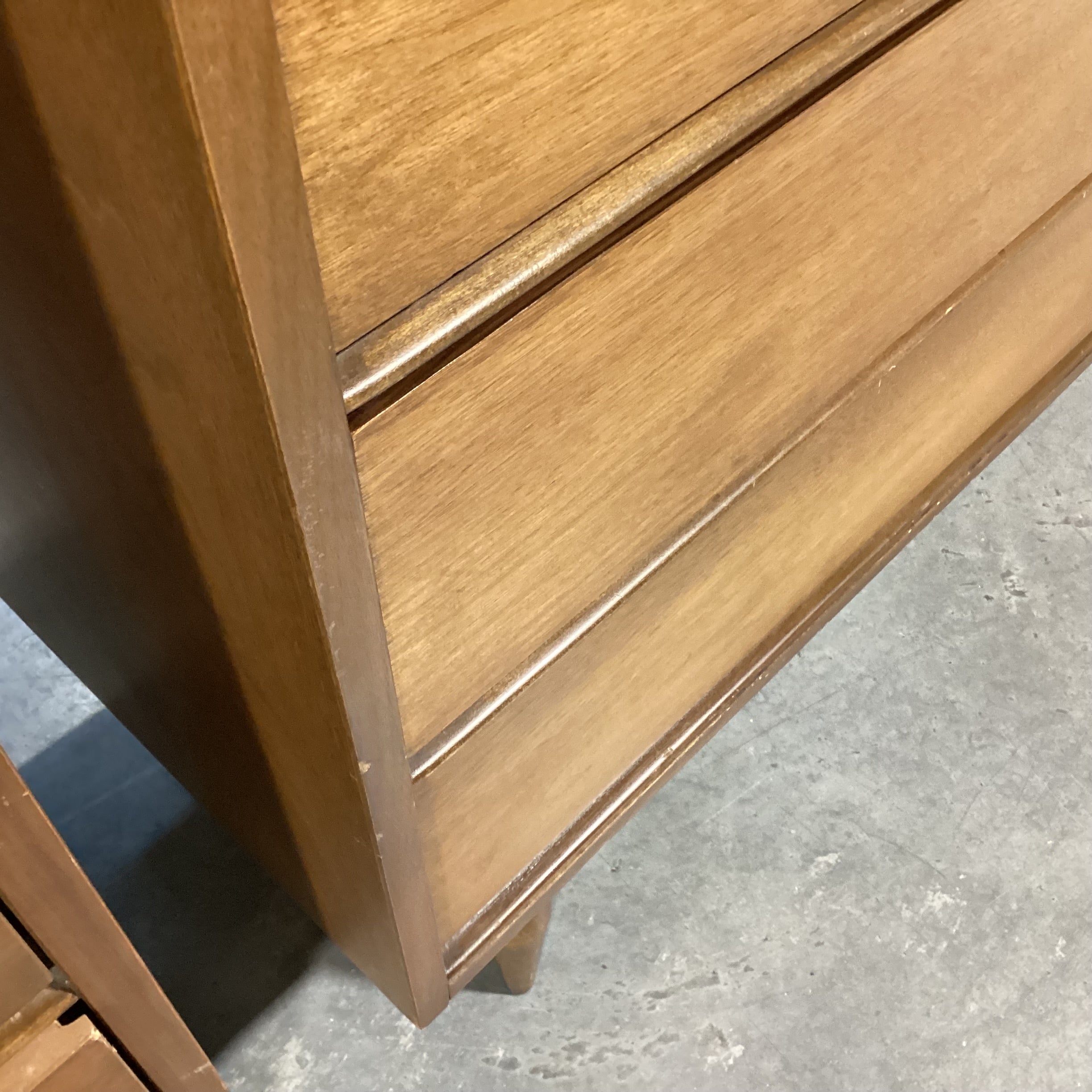 Mid Century Walnut & Veneer 6 Drawer with Mirror Dresser 52"x 18"x 72"