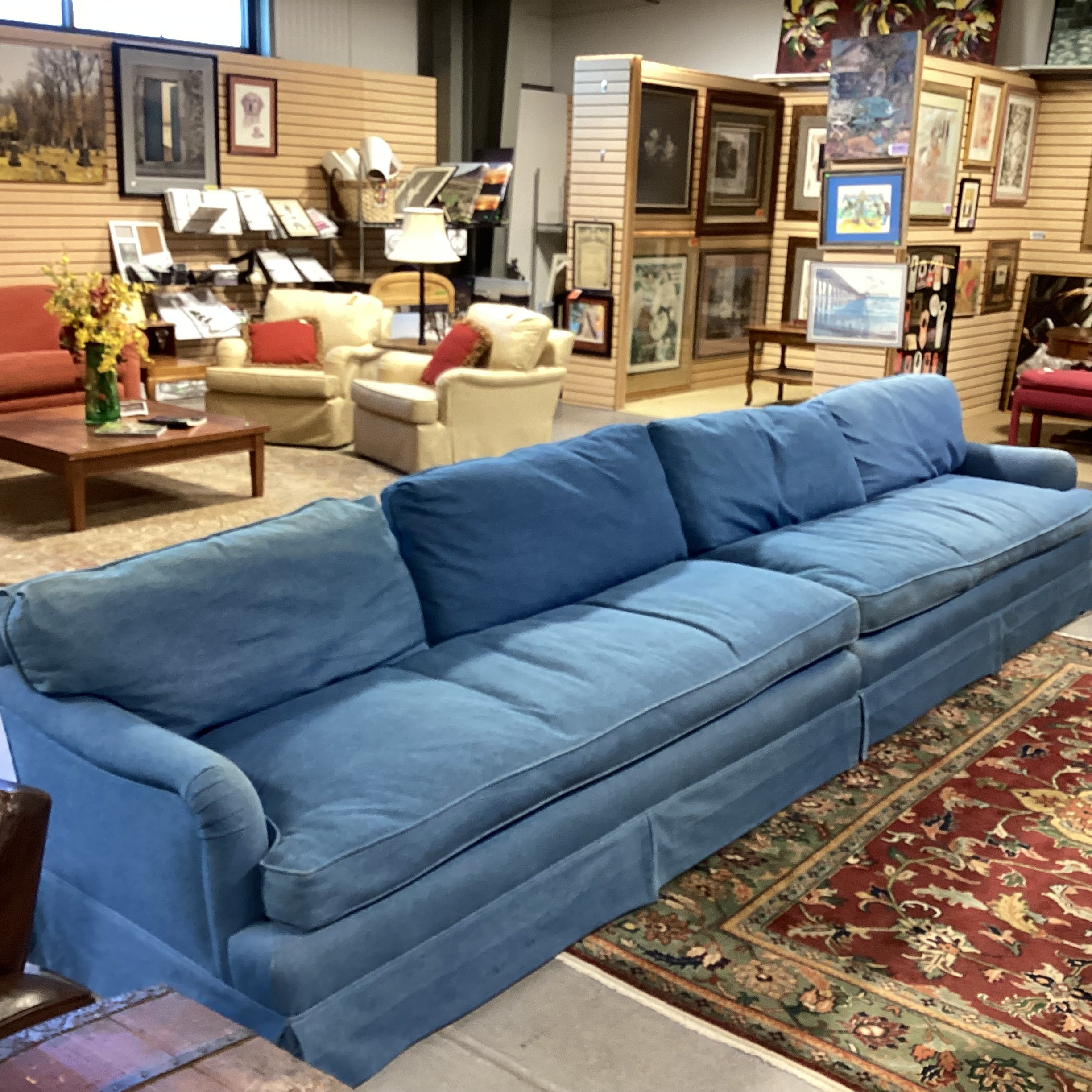 Custom Denim Down Mix 2 Piece Sectional 163"x 36"x 30"