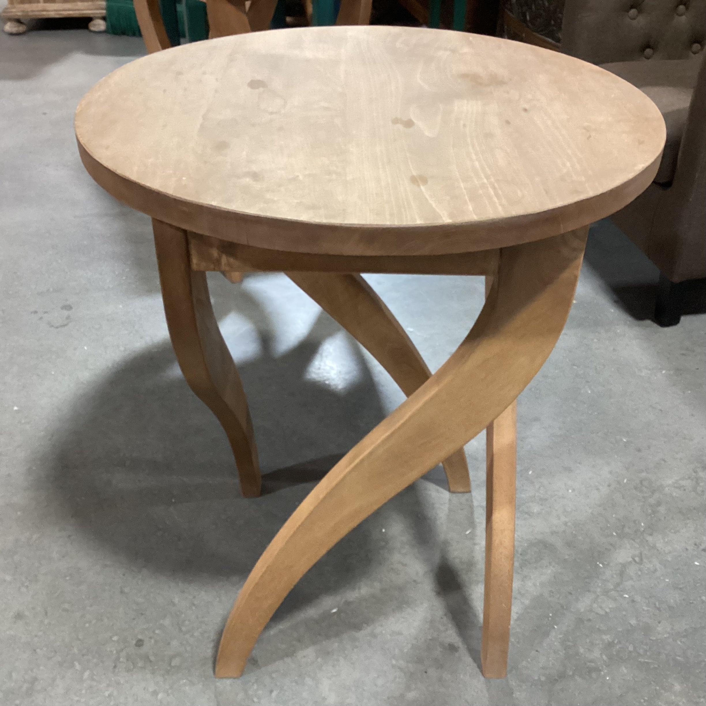 Jaume Torras Style Natural Wood Round & Sculpted Carved Legs End Table 24" Diameter x 29"