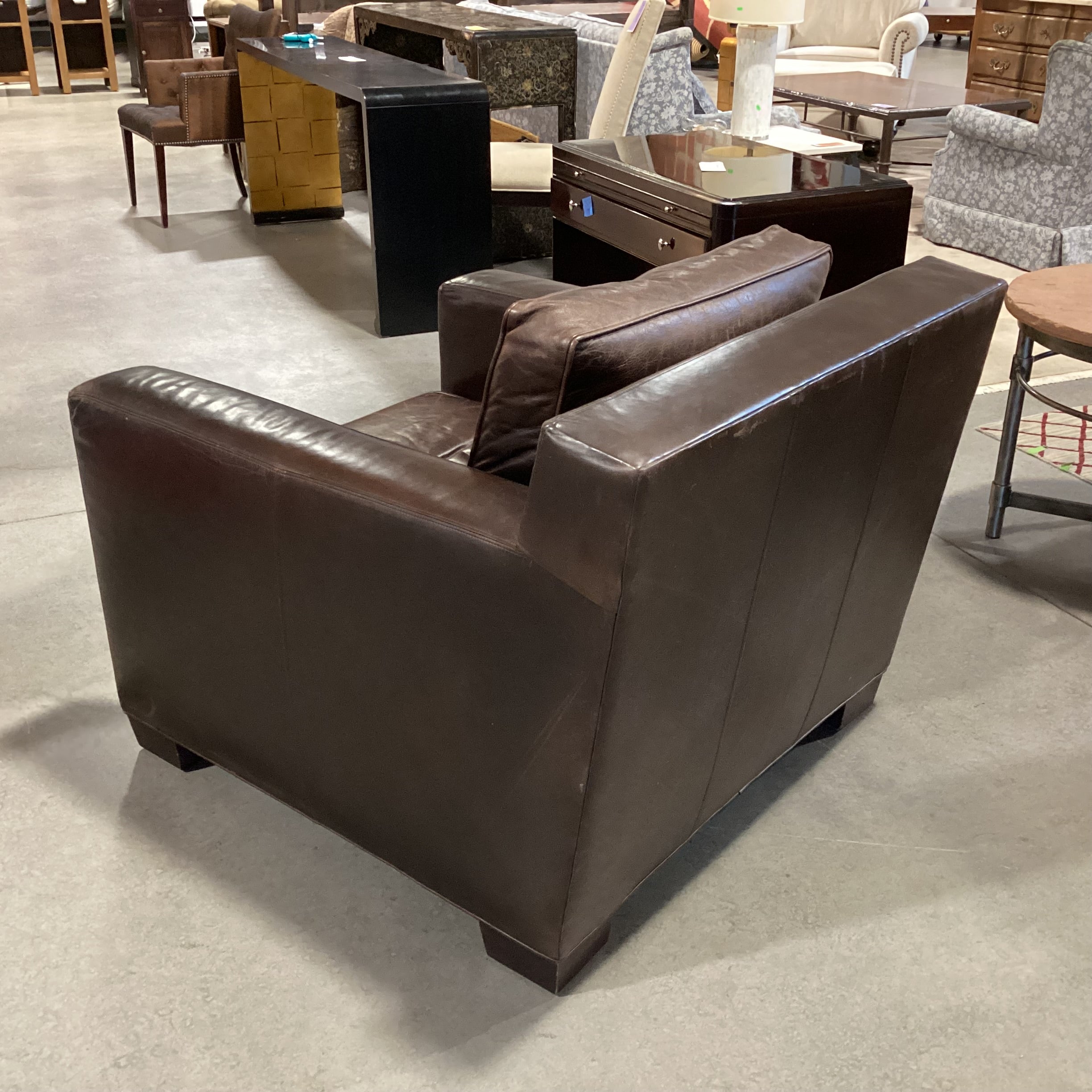 Ralph Lauren Distressed Leather Down Mix Track Arm Chair 38"x 40"x 31"