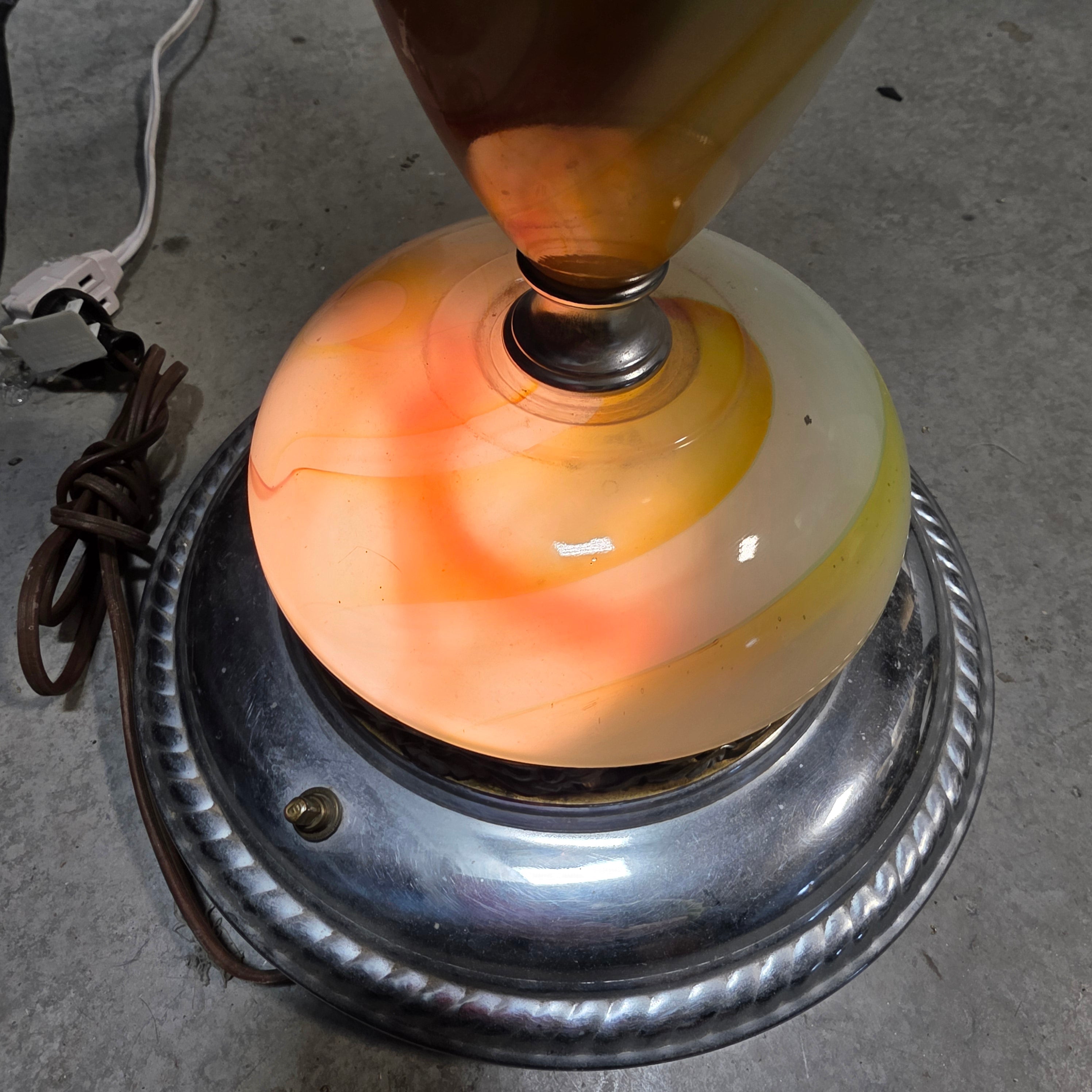 Art Deco 1950's Slag Glass 5 Light Floor Lamp 11" D x 60"