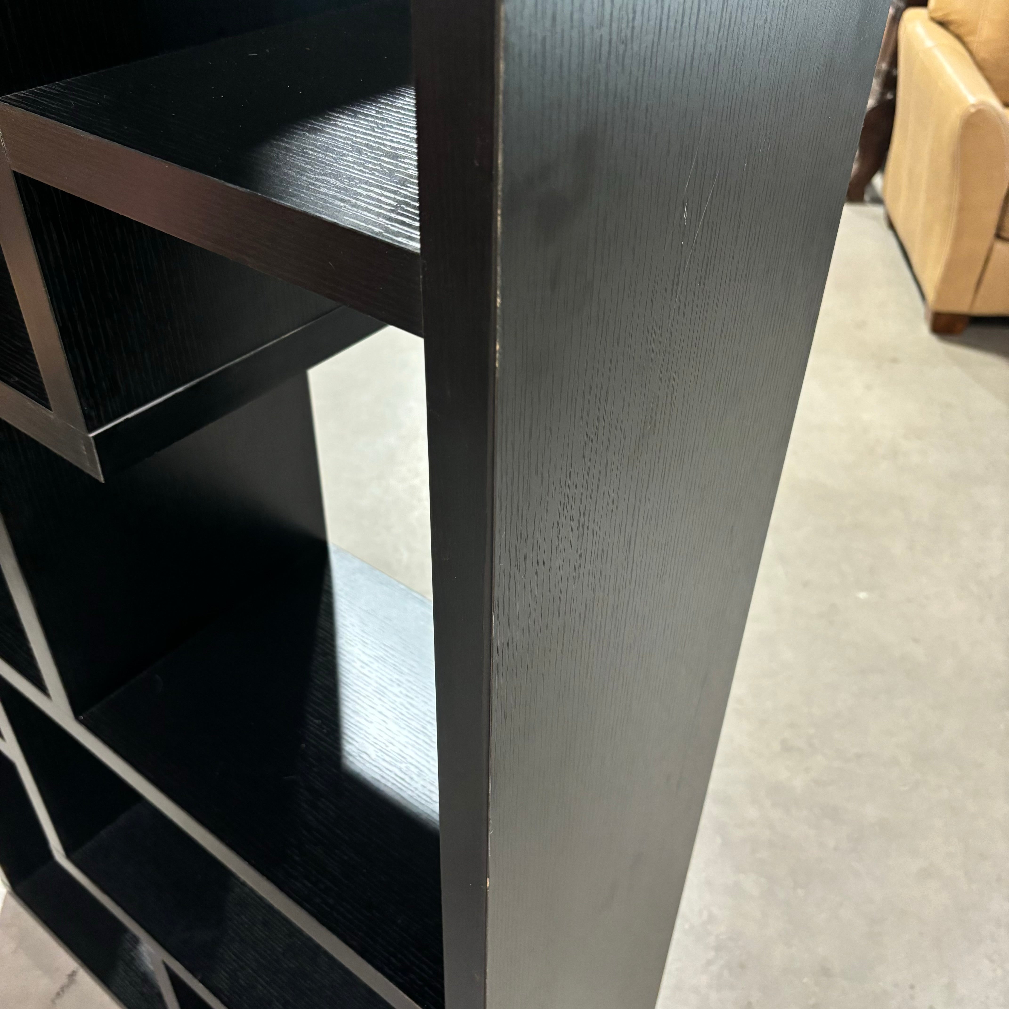 Black Wood Veneer Puzzle Piece Style 8 Section Bookcase 35.5"x 11.5"x 71"