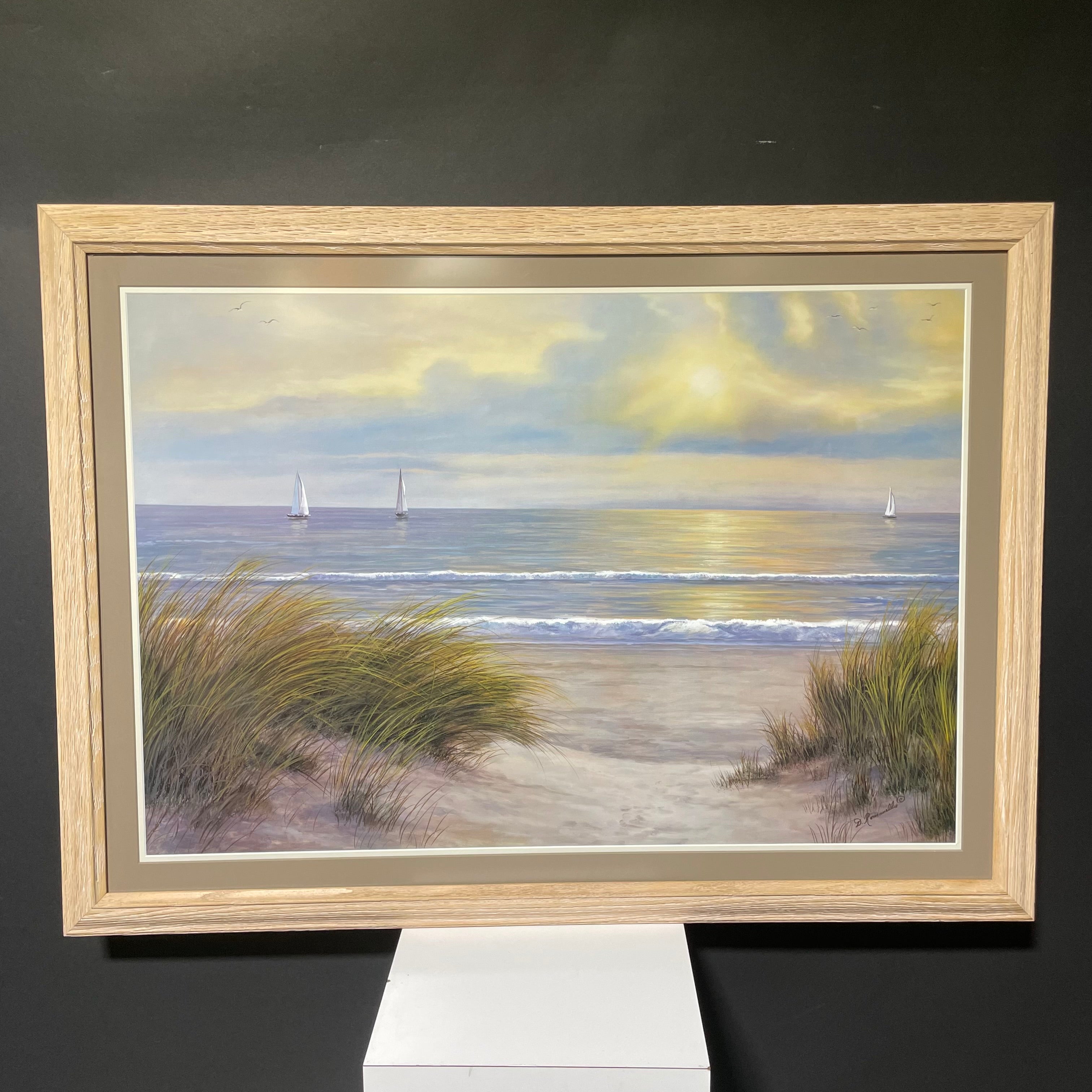 Diane Romanello "Gentle Breeze" Art Print In Light Wood Frame 41 1/2" x 30 1/2"