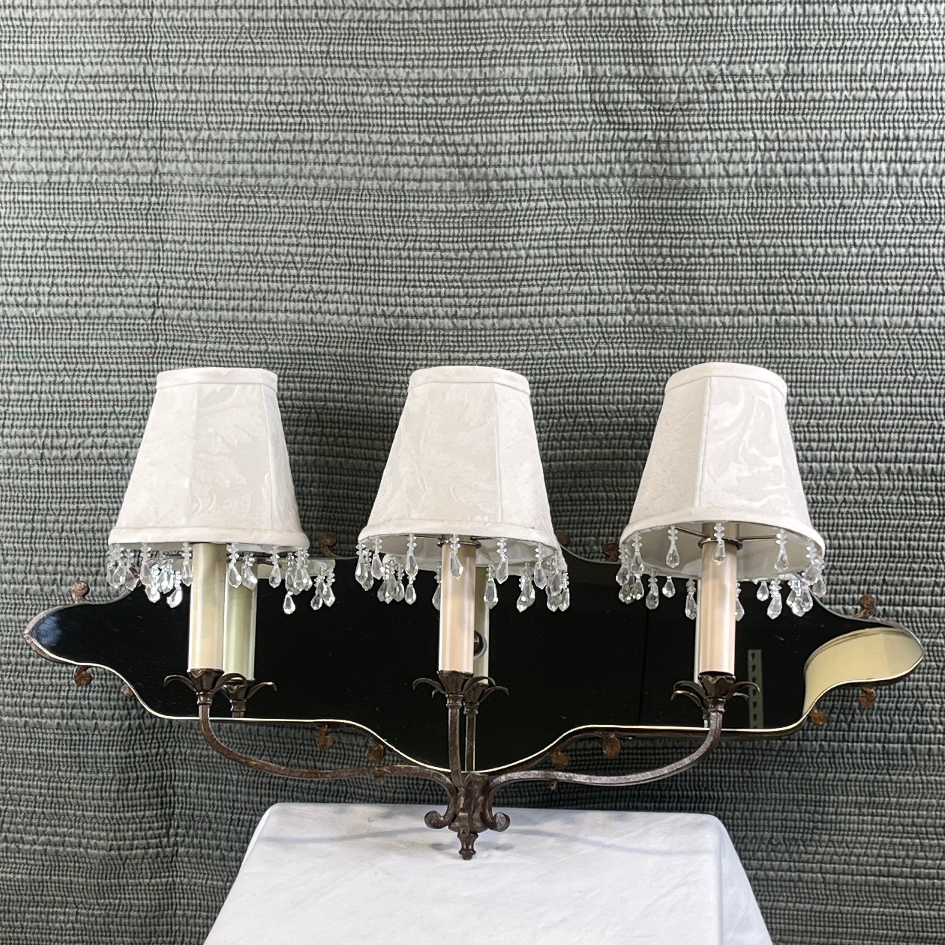 Pasquale Miranda for Feiss 3-Light Ornate Rust with Mirrored Back Wall Sconce 24"x 13"x 6"