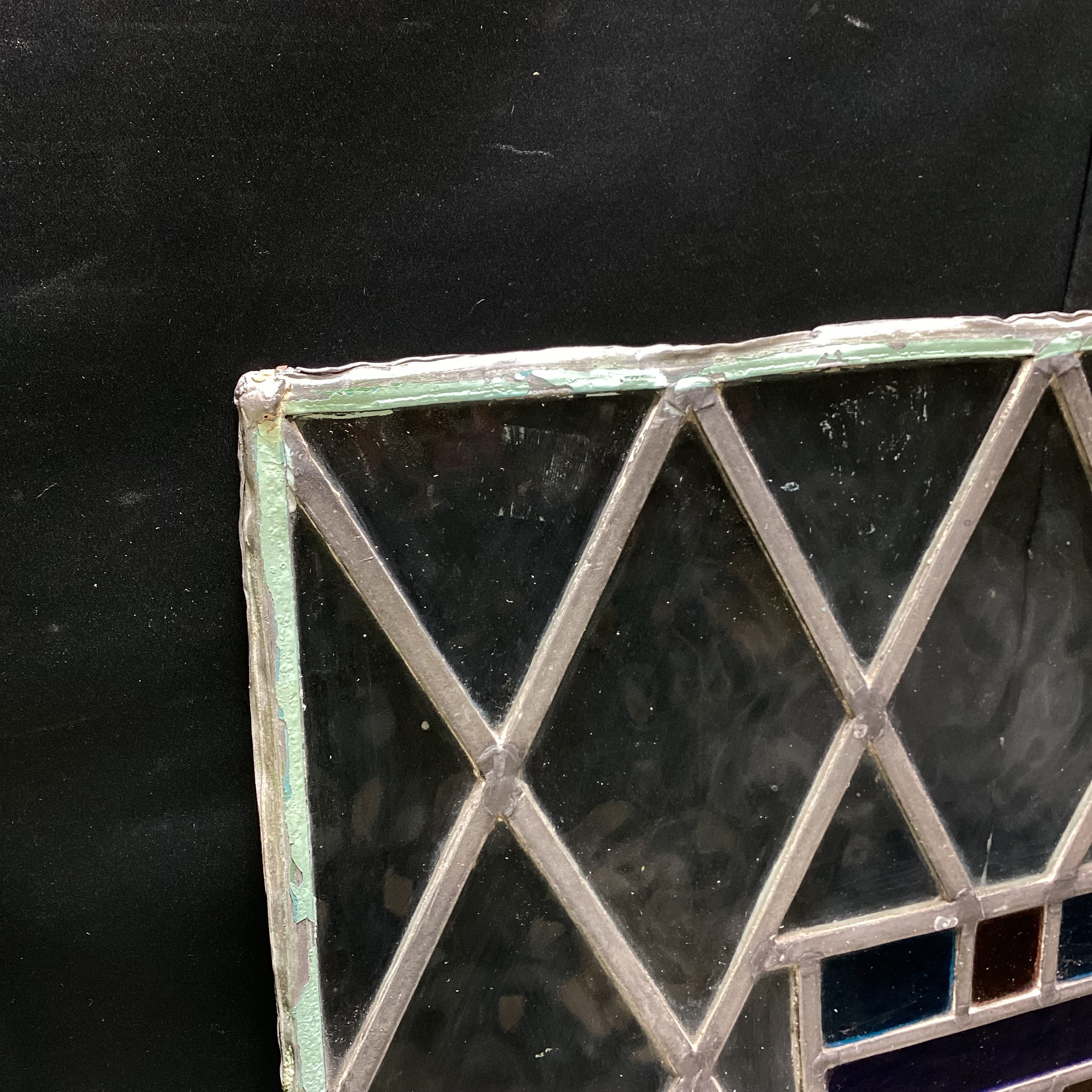 Vintage Stained Glass Shield  Window 20" x 27"