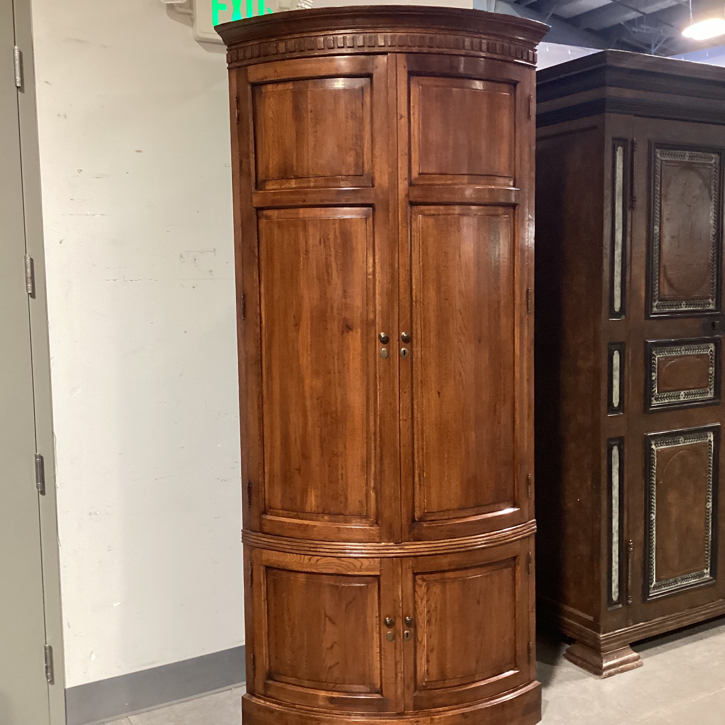 Lillian August Carved Wood with Shelves 4 Door Corner Display Armoire 42"x 30"x 91"