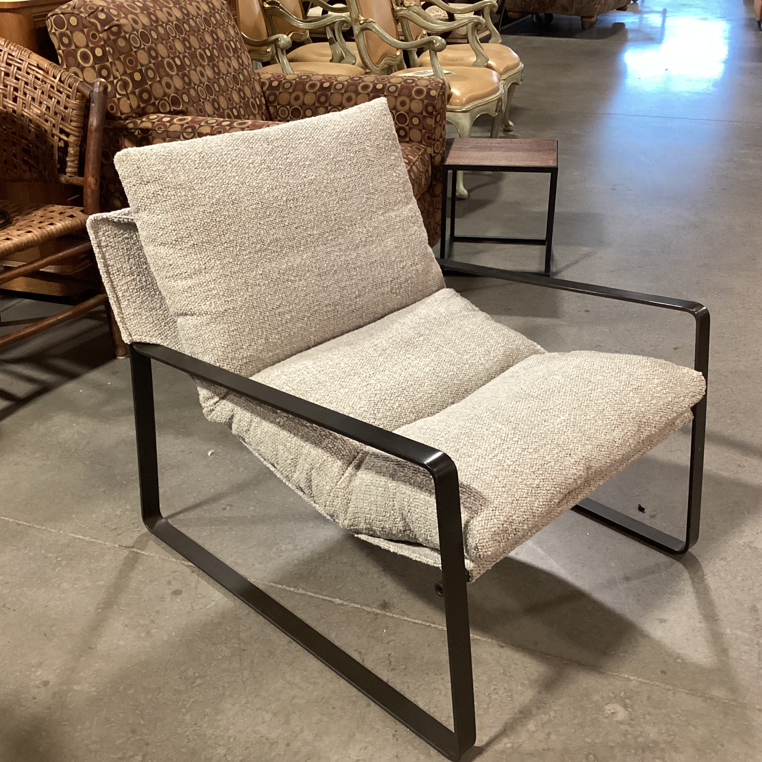 Four Hands Emmett Grey Boucle and Iron Sling Chair 29"x 32"x 28"