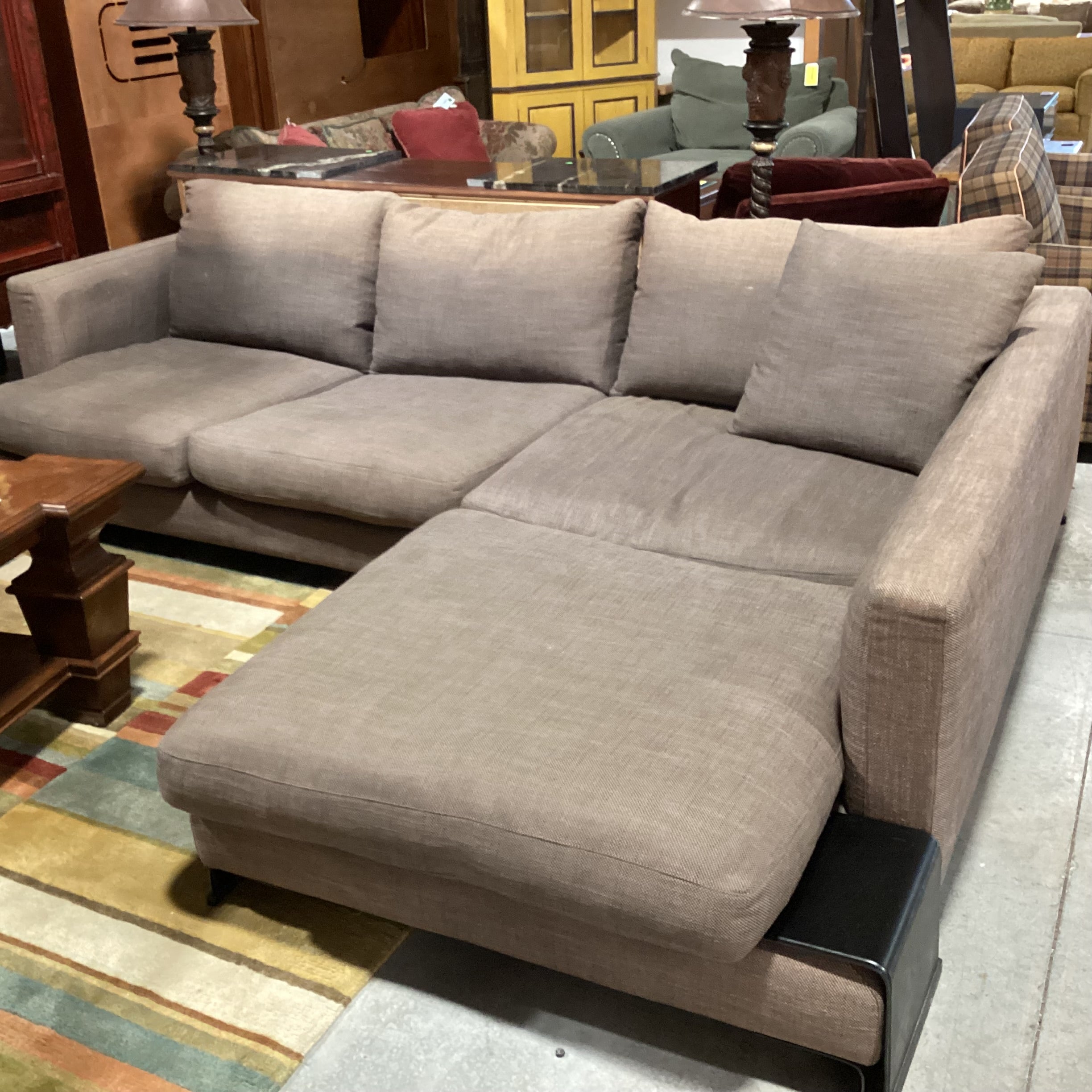 Camerich Brown Linen Down Mix Modern 2 Piece Sectional 113"x 89"x 44"x 25"