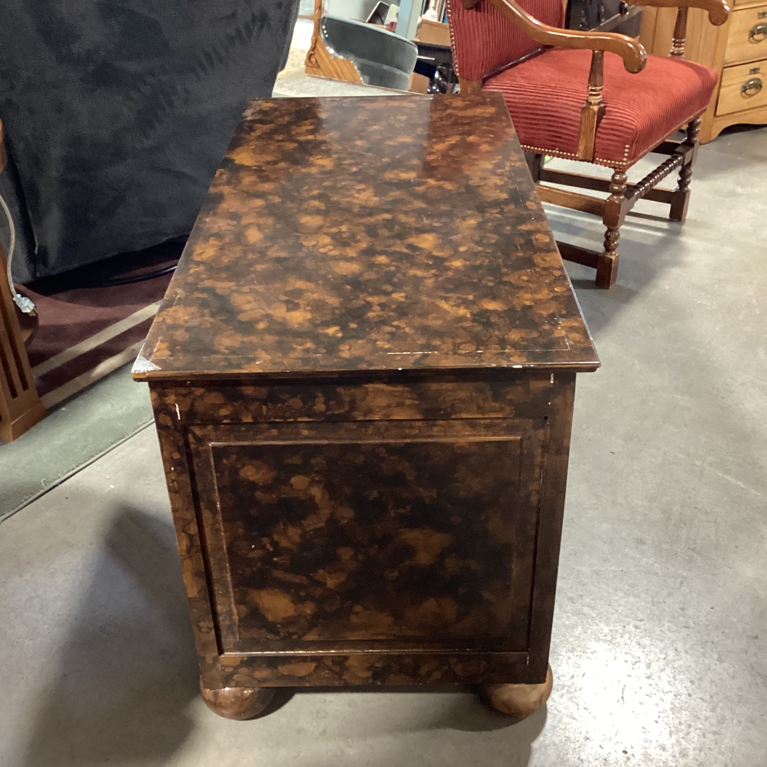 Brown & Black Marble Style Veneer 2 Drawer Chest 43.5"x 21.5"x 25"